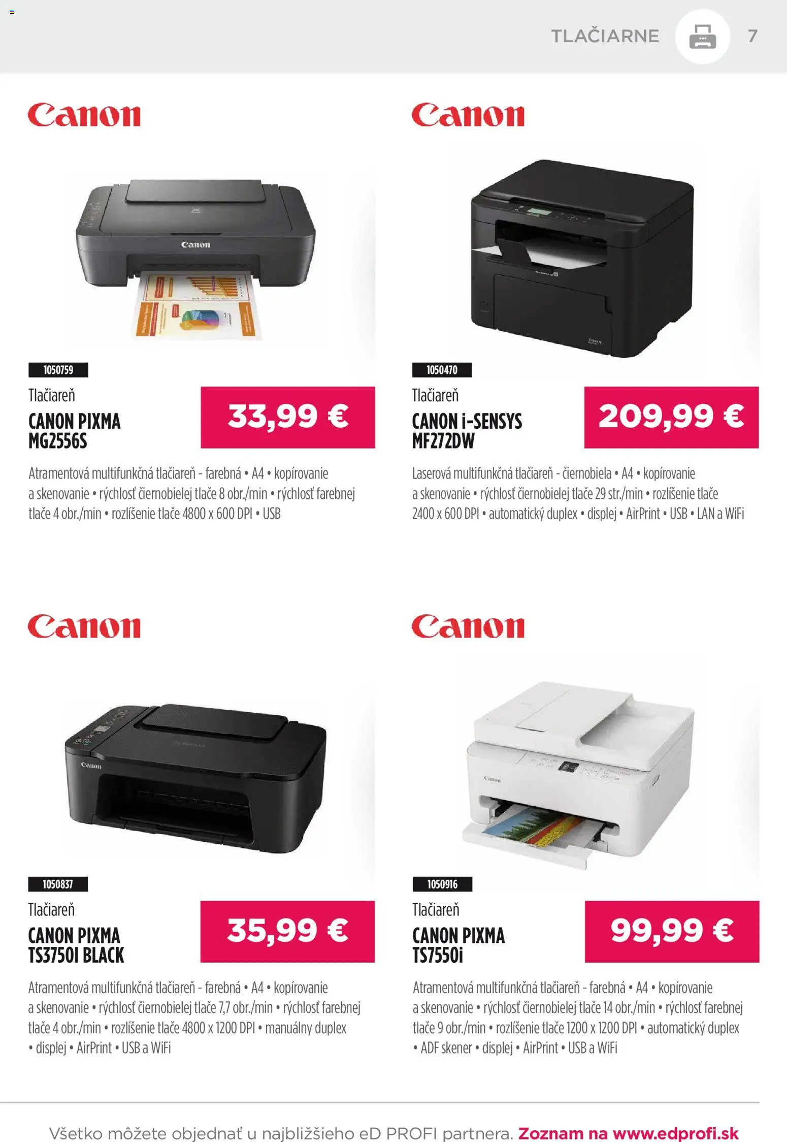 Nové ED Profi akcie – leták je platný od 01.12.2025 | Strana: 7 | Produkty: Tlačiareň, Tlačiarne, USB