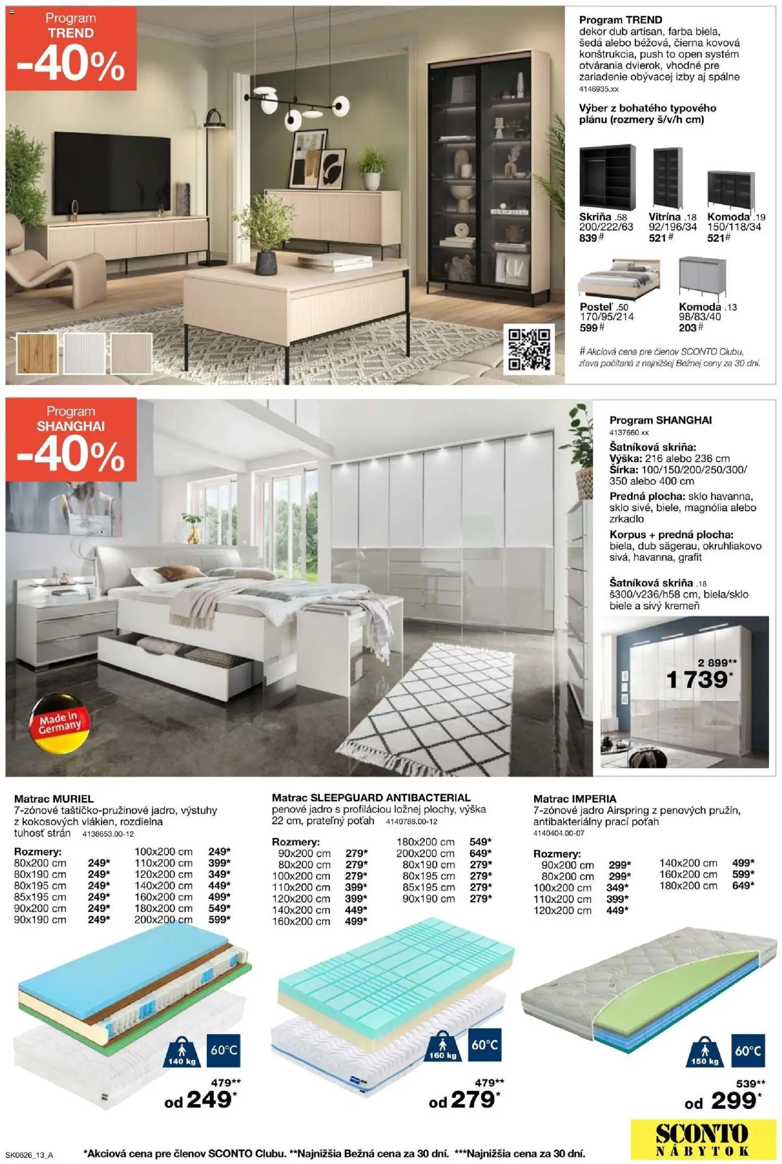 Nové Sconto nábytok akcie – leták je platný od 22.04.2026 | Strana: 13 | Produkty: Nábytok, Matrac, Posteľ, Šatníková skriňa