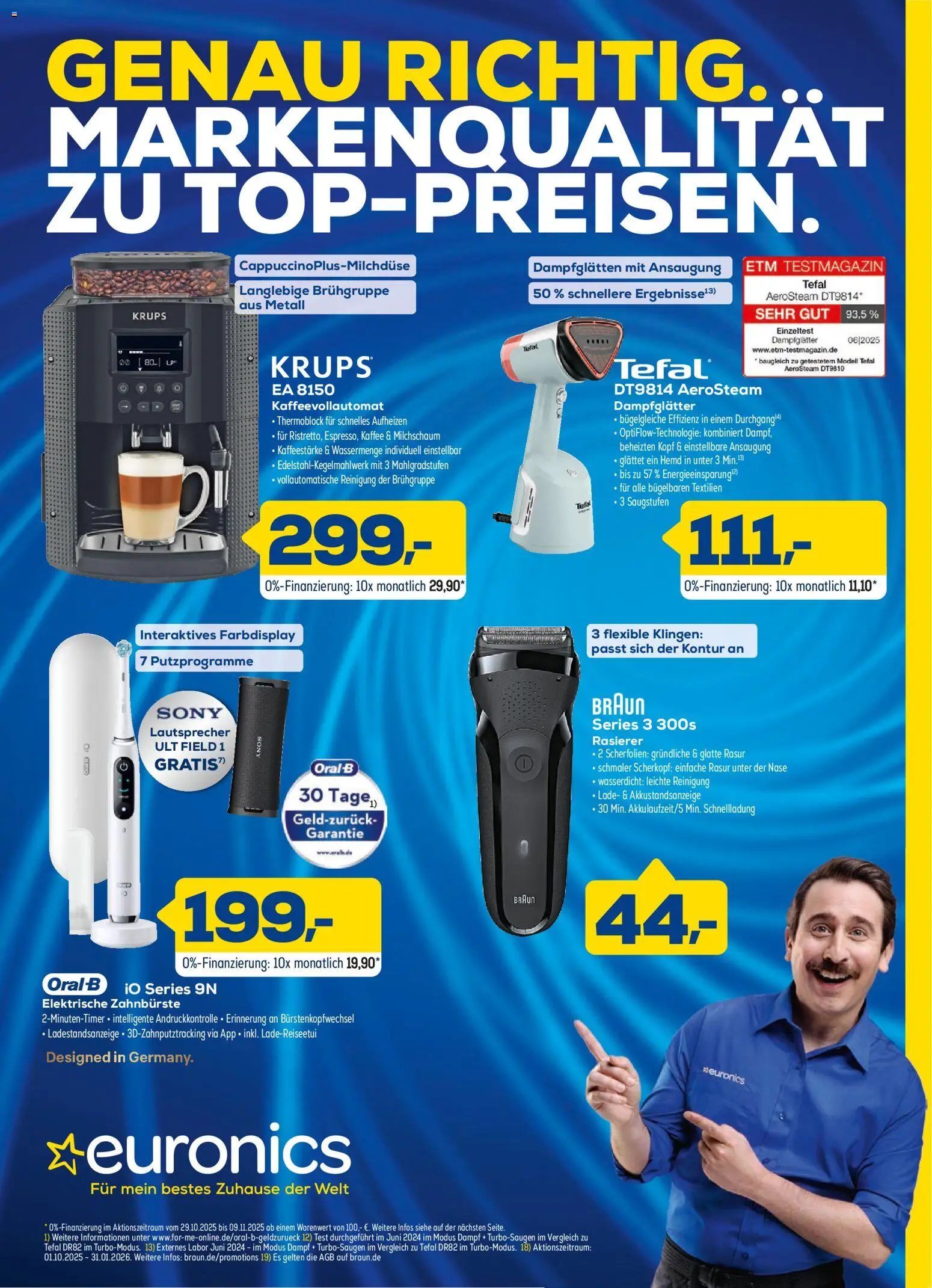 Euronics Markenqualität zu Top-Preisen – gültig ab 29.10.2025 | Seite: 1 | Produkte: Sony, Rasierer, Kaffee, Zahnbürste