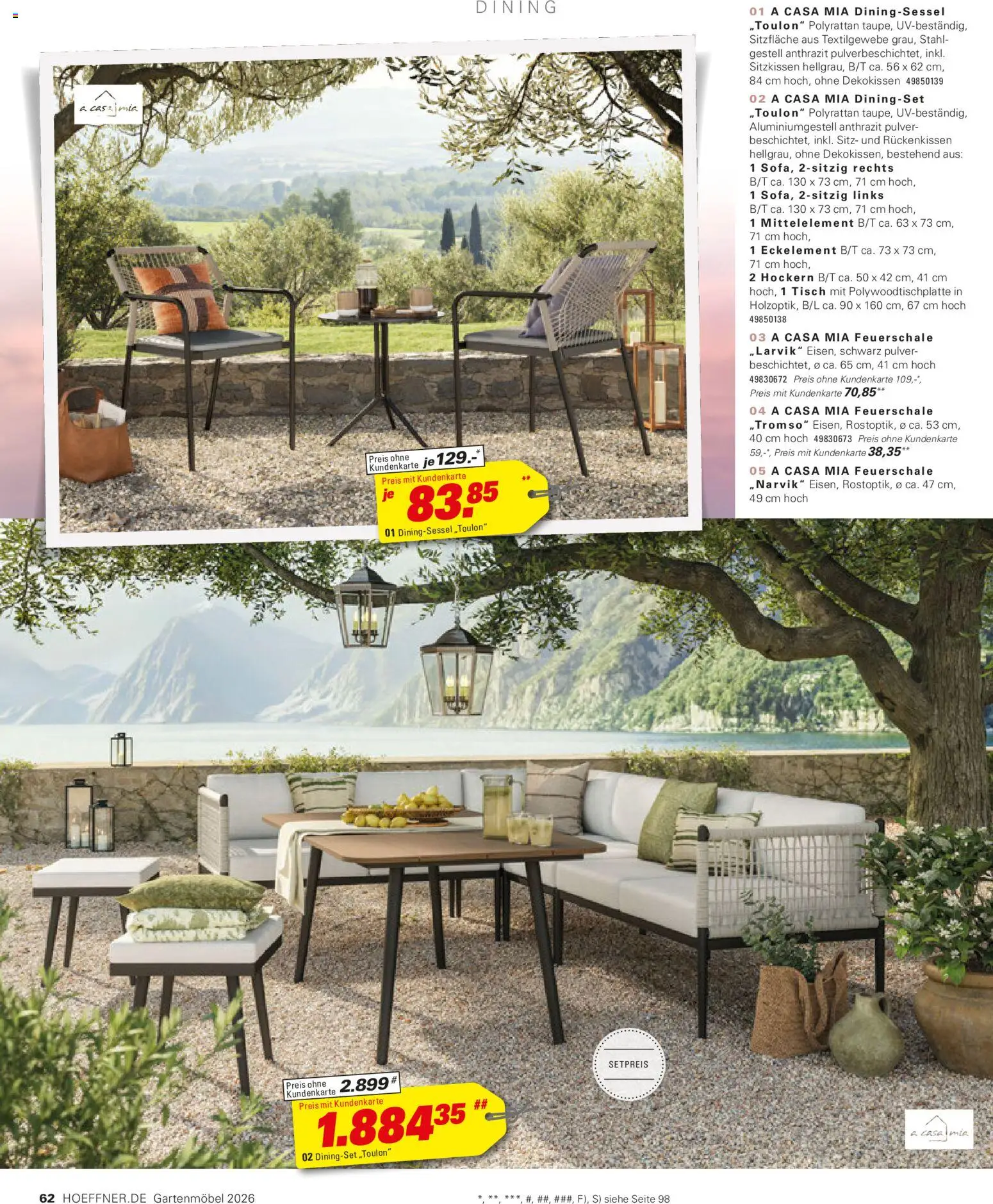 Höffner Prospekt Gartenmöbel – gültig ab 27.03.2026 | Seite: 62 | Produkte: Tisch, Gartenmöbel