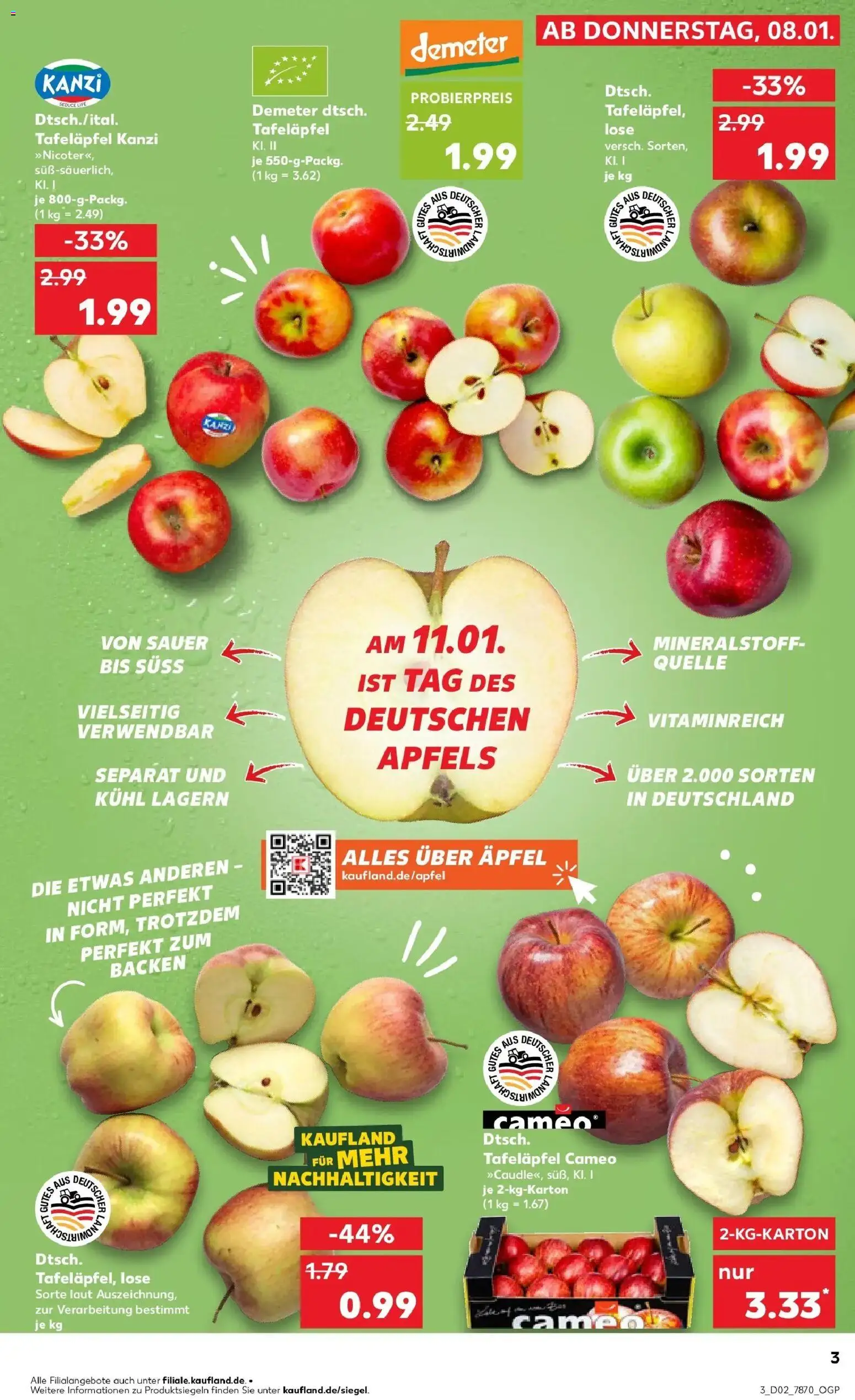 Kaufland prospekt Schwäbisch Gmünd	 – gültig ab 08.01.2026 | Seite: 3 | Produkte: Äpfel, Apple