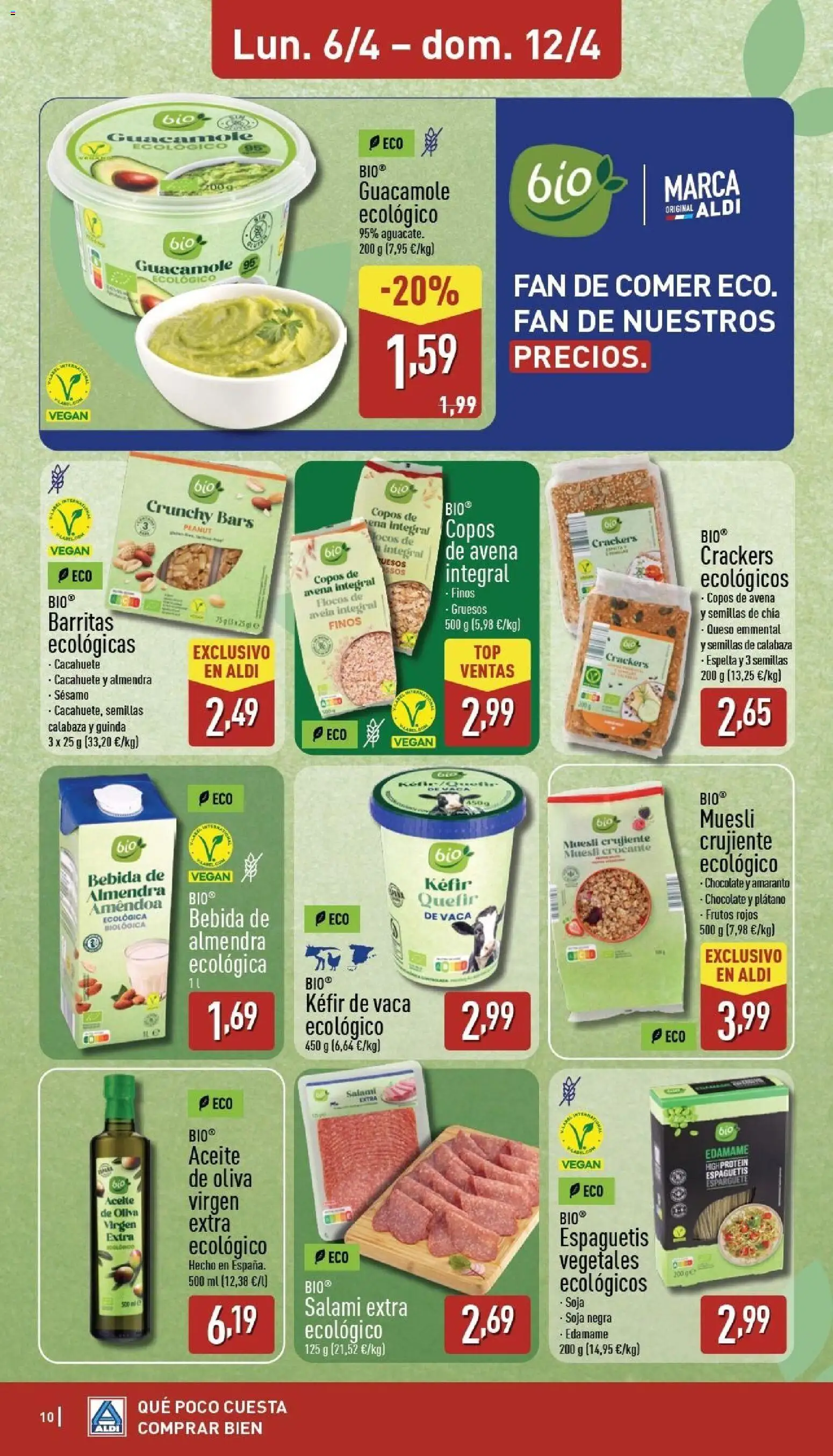 Aldi folleto Península │ válido desde el 06.04.2026 | Página: 10 | Productos: Chocolate, Copos, Aceite de oliva virgen extra, Salami