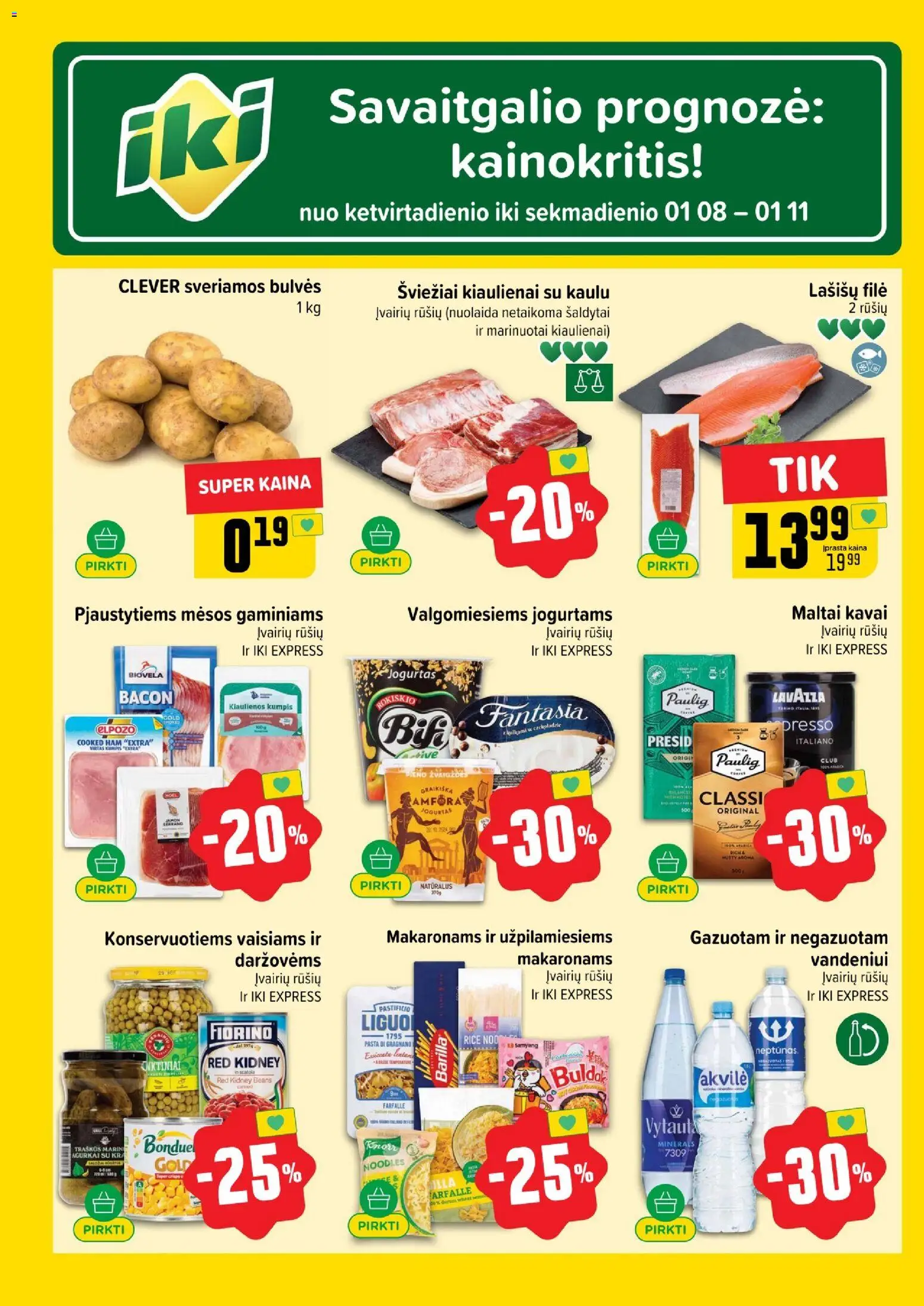 IKI akcijos nuo 01.05.2026 | Puslapis: 58 | Prekių: Kiaulienos, Bulvės, Jogurtas, Kumpis