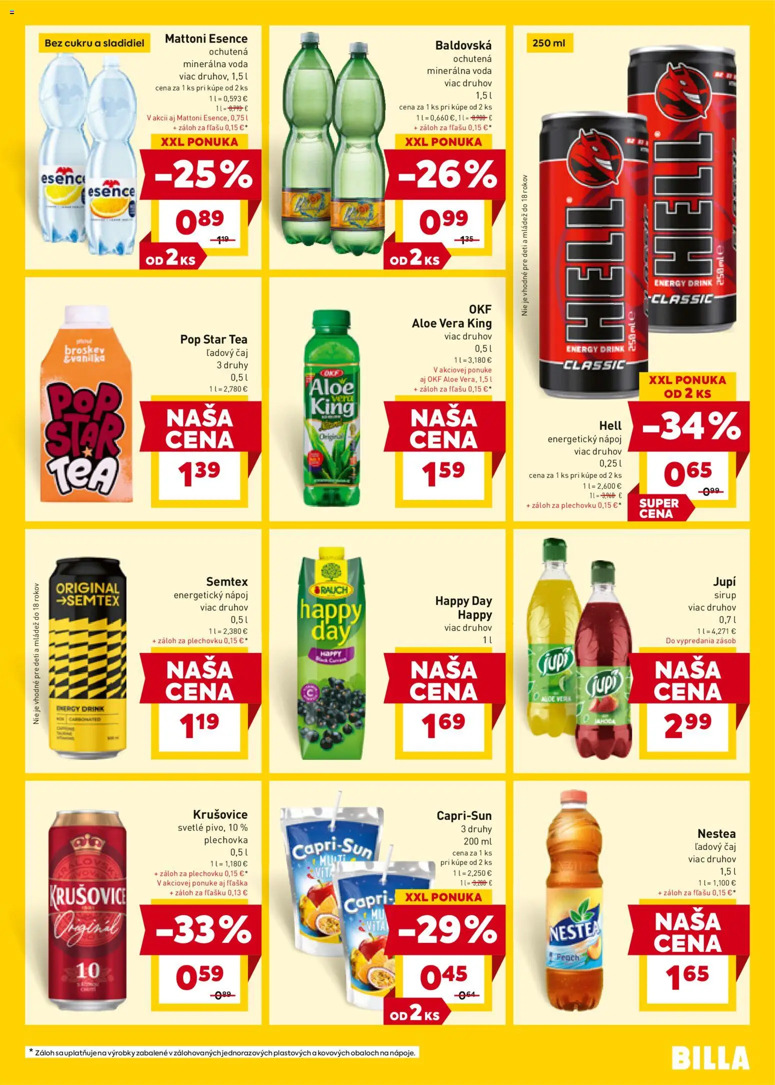 Nové Billa akcie – leták je platný od 07.01.2026 | Strana: 21 | Produkty: Čaj, Krušovice, Minerálna voda, Baldovská