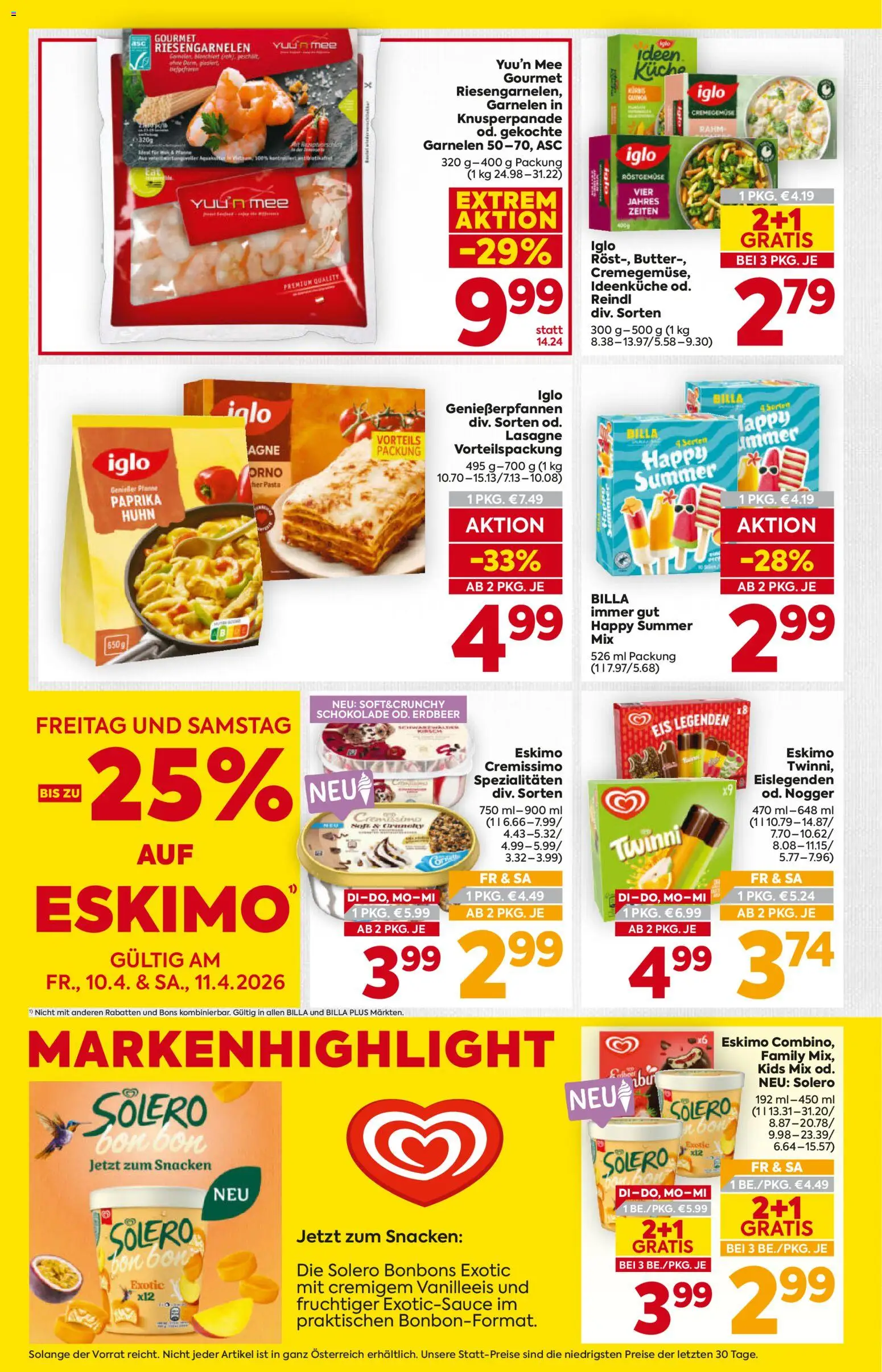 Billa Flugblatt - Steiermark gültig ab 07.04.2026 | Seite: 10 | Produkte: Pasta, Eis, Butter, Schokolade