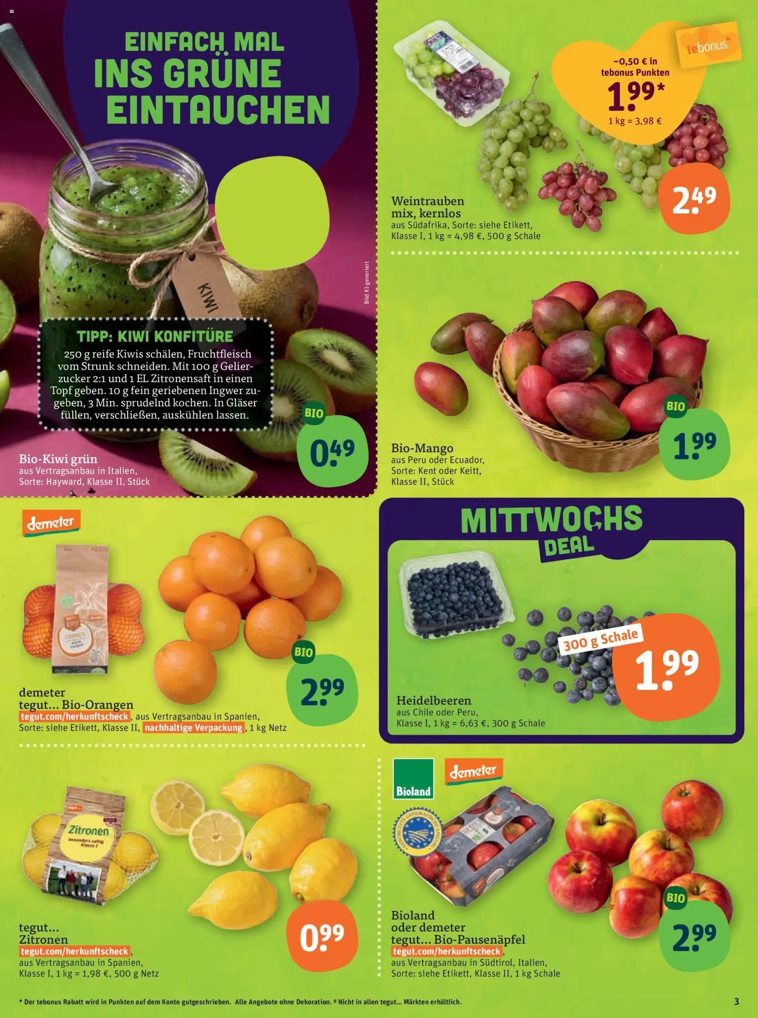Tegut Prospekt – gültig ab 26.01.2026 | Seite: 5 | Produkte: Heidelbeeren, Zucker, Weintrauben, Kiwi
