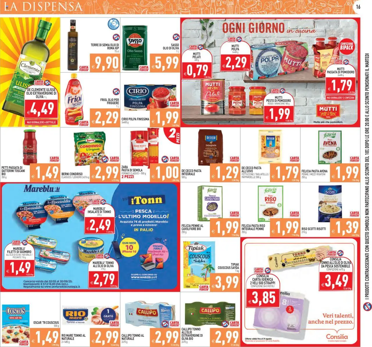 Volantino PIM Supermercati del 06.08.2025 | Pagina: 16 | Prodotti: Carta igienica, Tagliatelle, Cavolfiore, Macbook