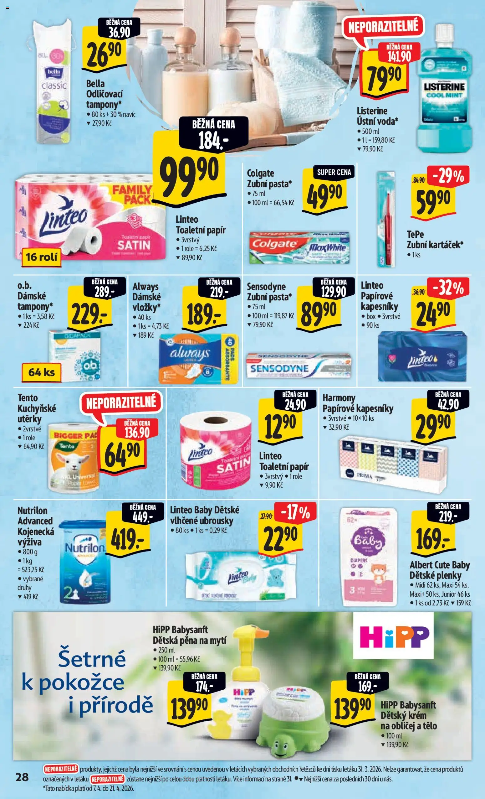 Albert leták - Hypermarket od 07.04.2026 | Strana: 38 | Produkty: Box, Papírové kapesníky, Listerine, Plenky
