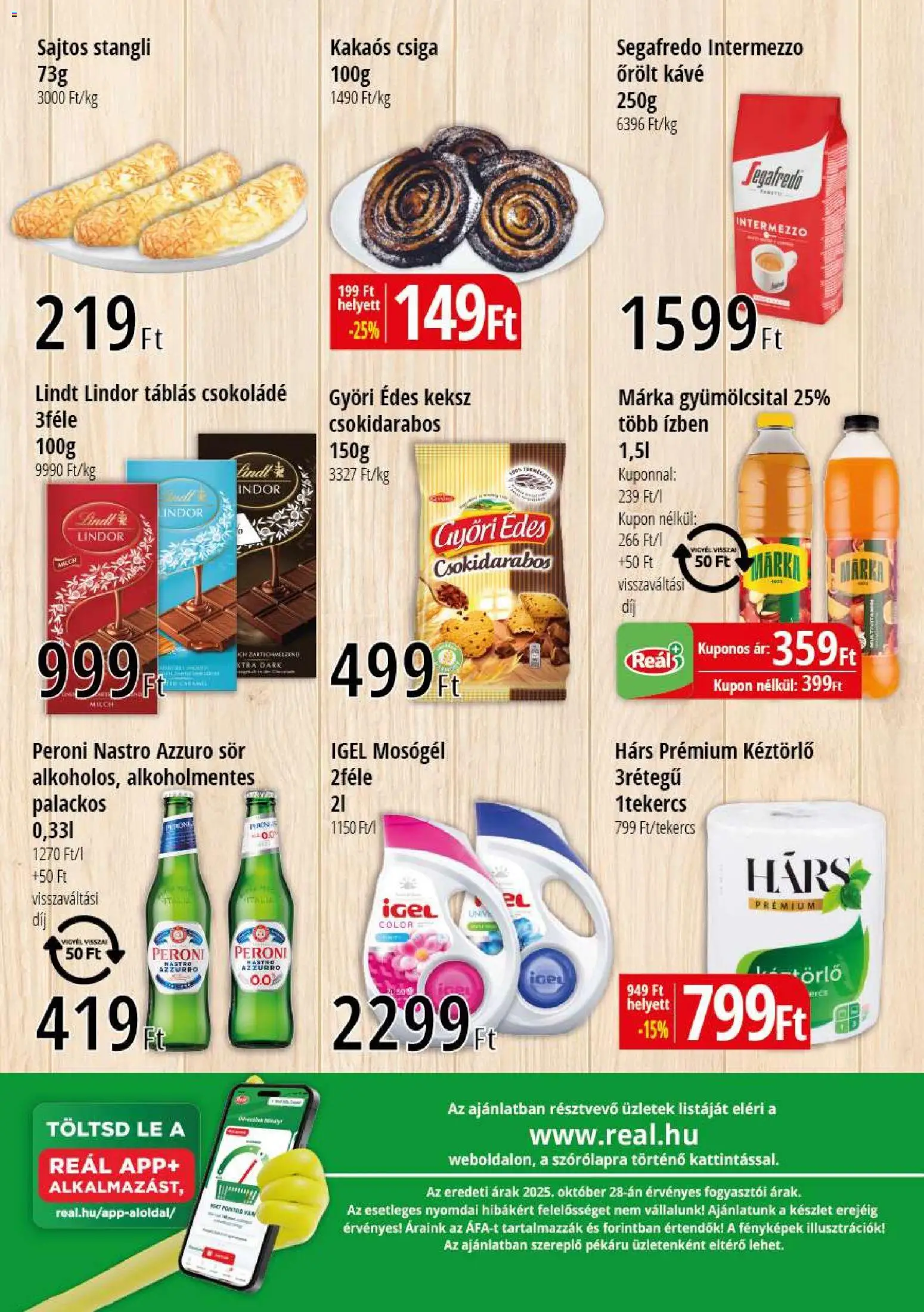 Reál akciós ujság - amely érvényes a következő dátumtól: 06.11.2025 | Oldal: 2 | Termékek: Gyümölcsital, Csokoládé, Őrölt kávé, Kakaós csiga