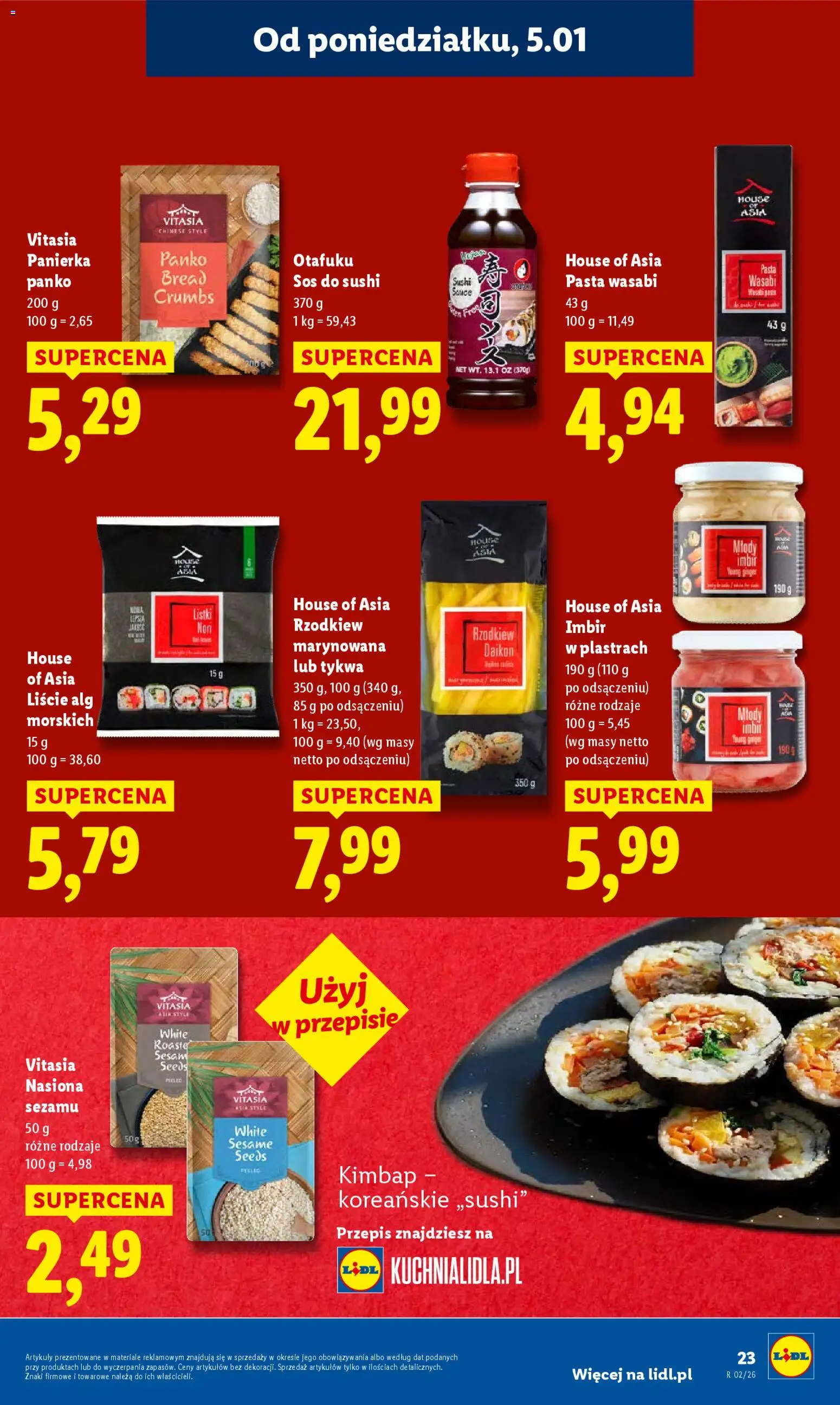 Lidl Gazetka od 05.01.2026 | Strona: 25 | Produkty: Imbir, Nasiona, Sushi, Sos