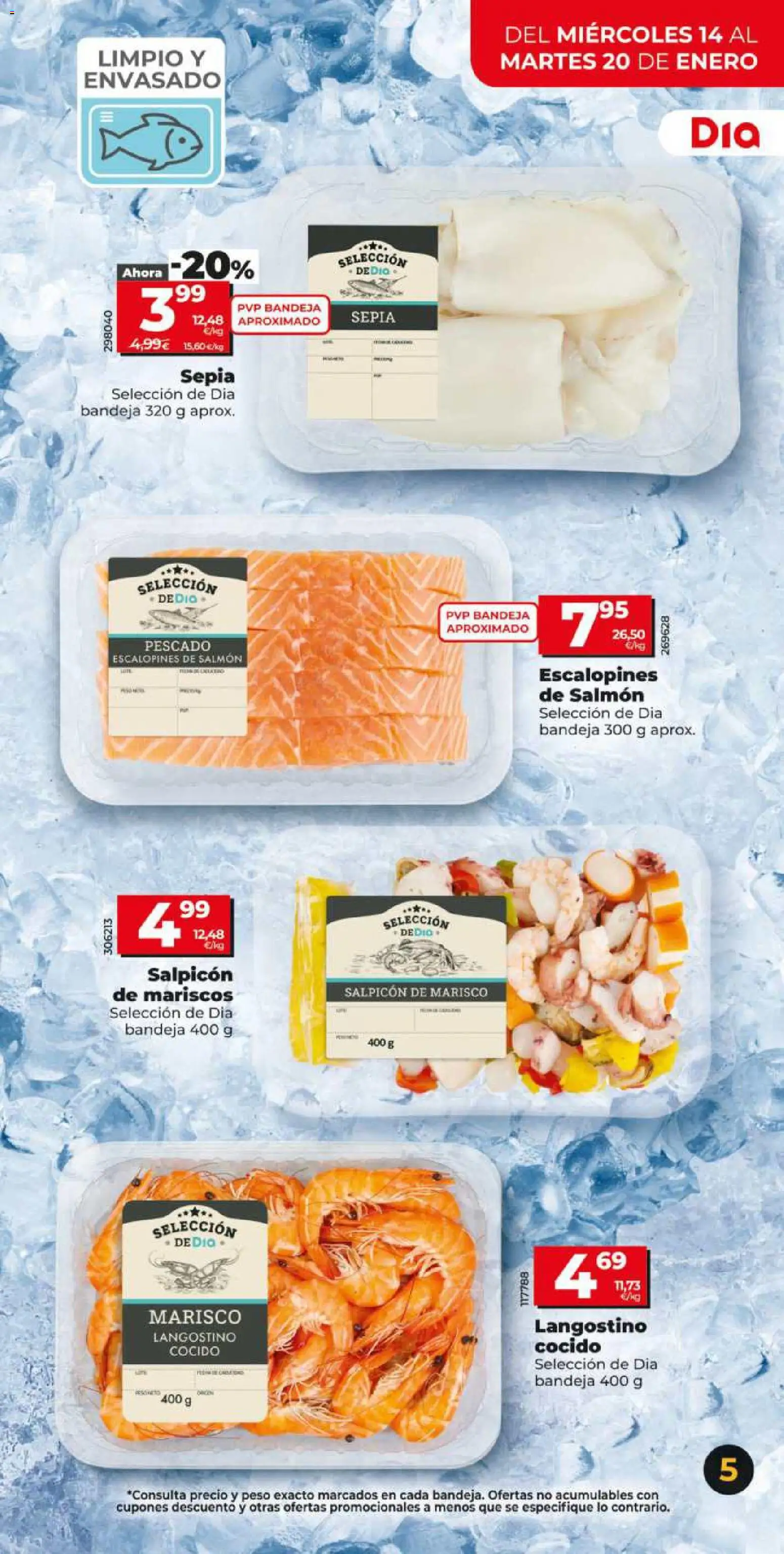 Dia - folleto Market │ válido desde el 14.01.2026 | Página: 5 | Productos: Pescado, Peso, Bandeja, Langostino