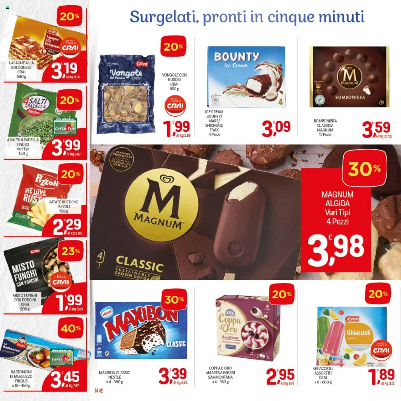 Volantino CRAI del 21.08.2025 | Pagina: 14 | Prodotti: Ghiaccioli, Merluzzo, Patate, Funghi