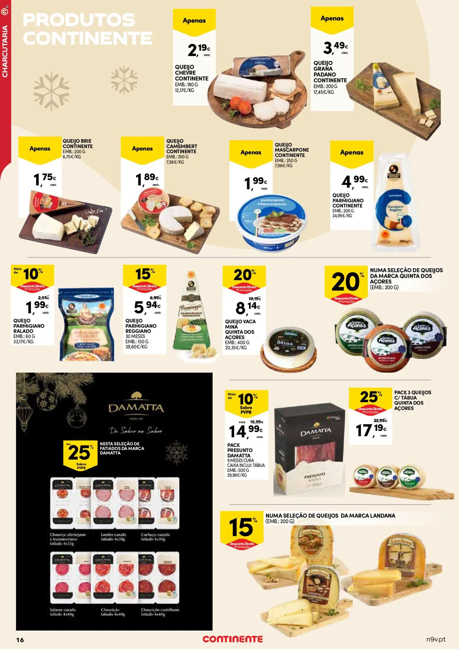 Continente - Açores: Natal │ válido de 11.12.2025 | Página: 16 | Produtos: Tábua, Lombo, Salame, Presunto