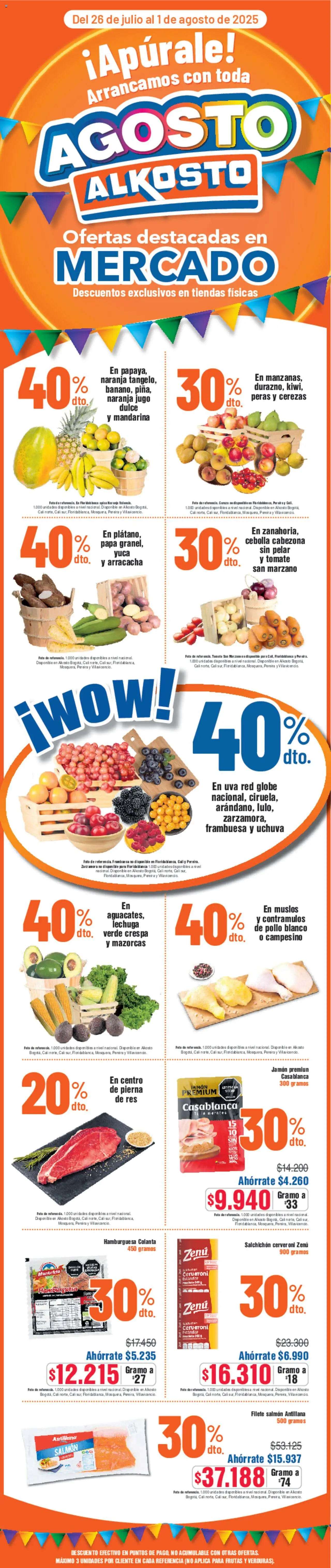 Alkosto folleto │ válido desde el 26.07.2025 | Página: 1 | Productos: Jugo, Té, Παγωμένο τσάι, Filete