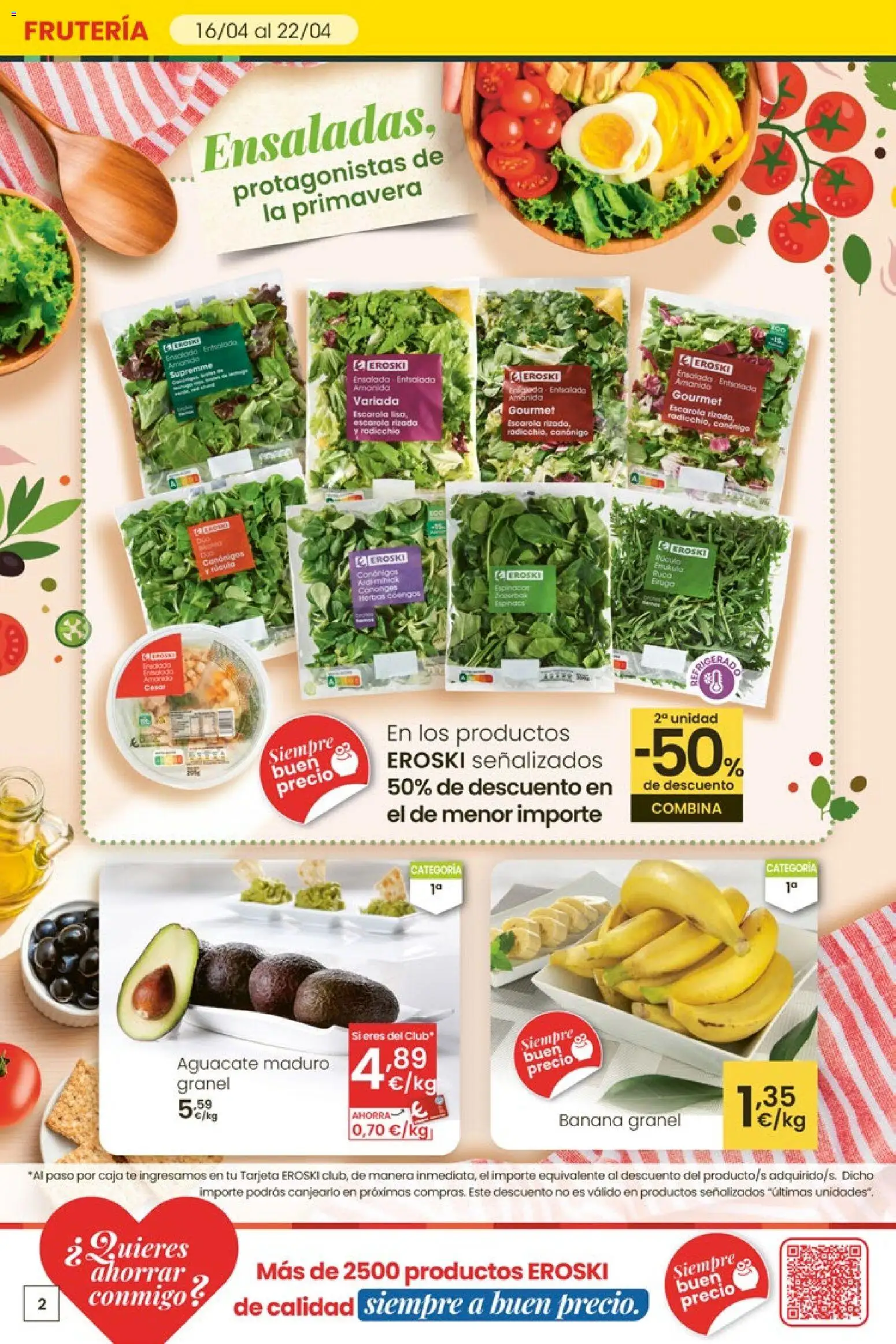 Eroski Quieres ahorrar conmigo │ válido desde el 16.04.2026 | Página: 2 | Productos: Té, Ensalada, Caja