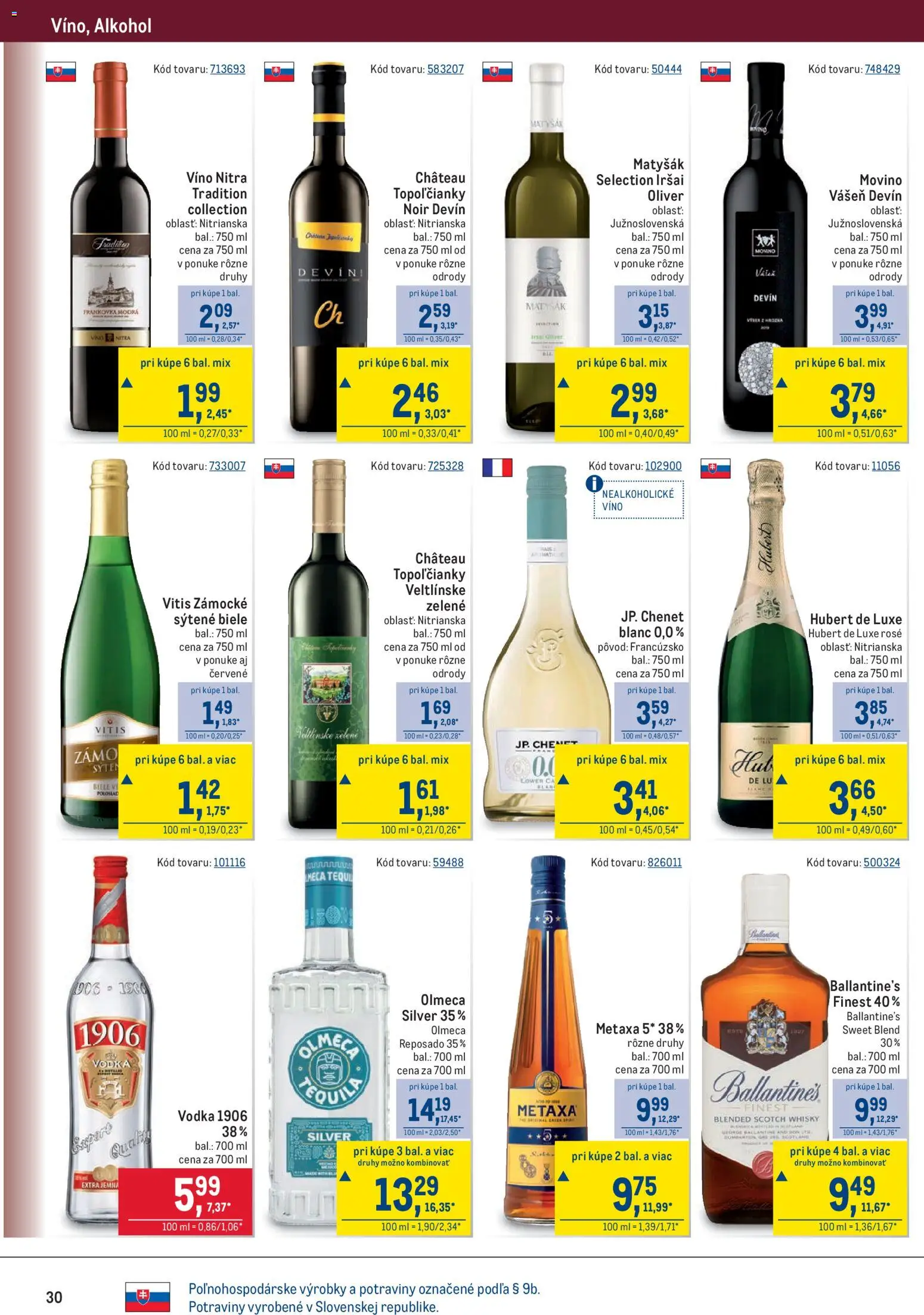 Nové Metro akcie – leták je platný od 05.11.2025 | Strana: 30 | Produkty: Víno, Vodka, Alkohol, Nealkoholické víno