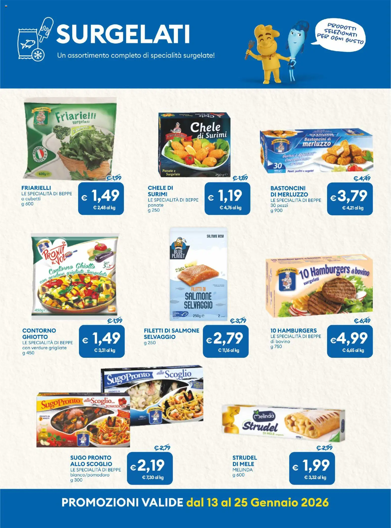 Volantino MD Discount del 13.01.2026 | Pagina: 16 | Prodotti: Bovino, Salmone, Surimi, Friarielli