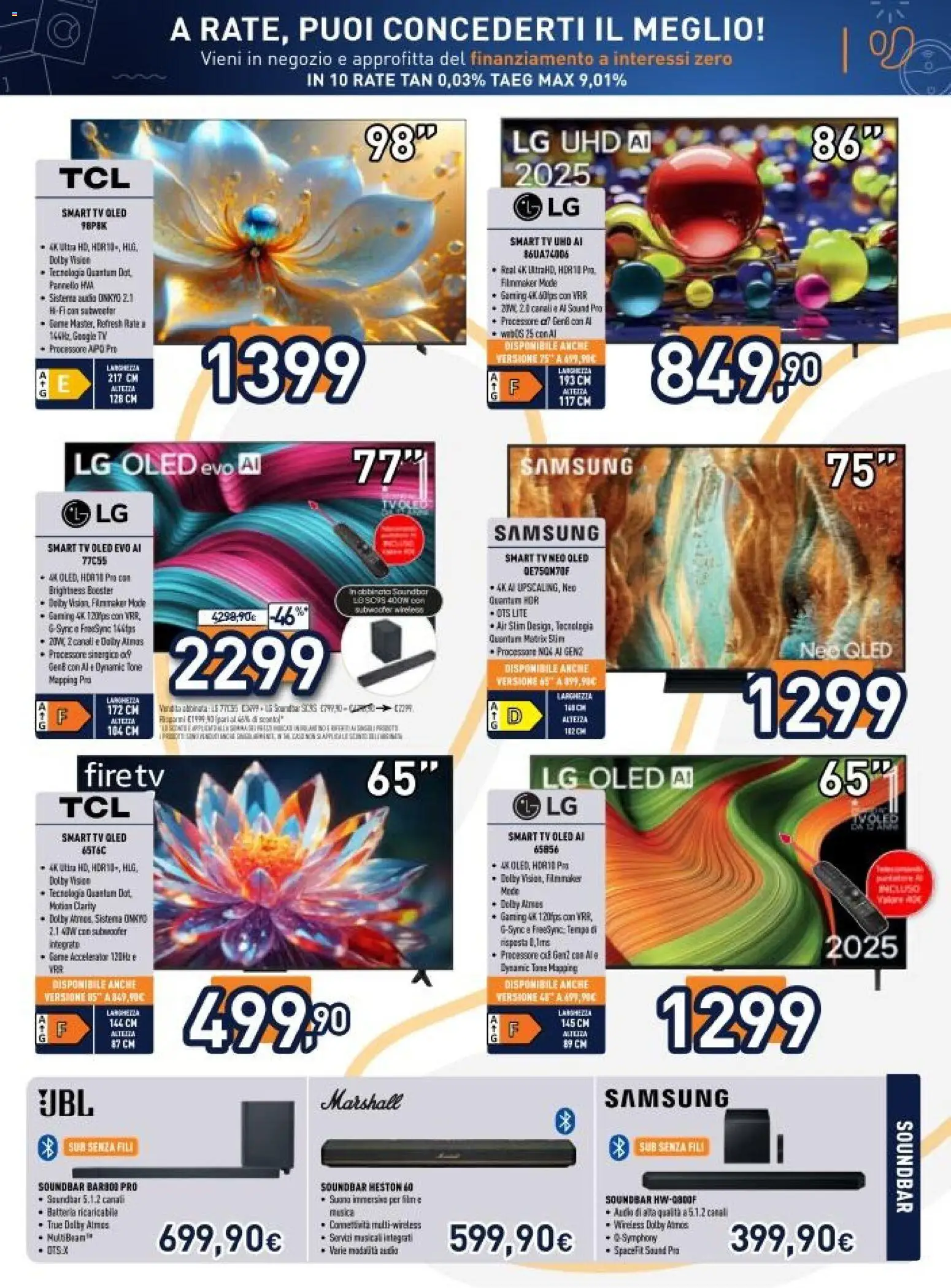 Volantino Unieuro del 20.03.2026 | Pagina: 21 | Prodotti: smart TV, TV, Audio, Batteria