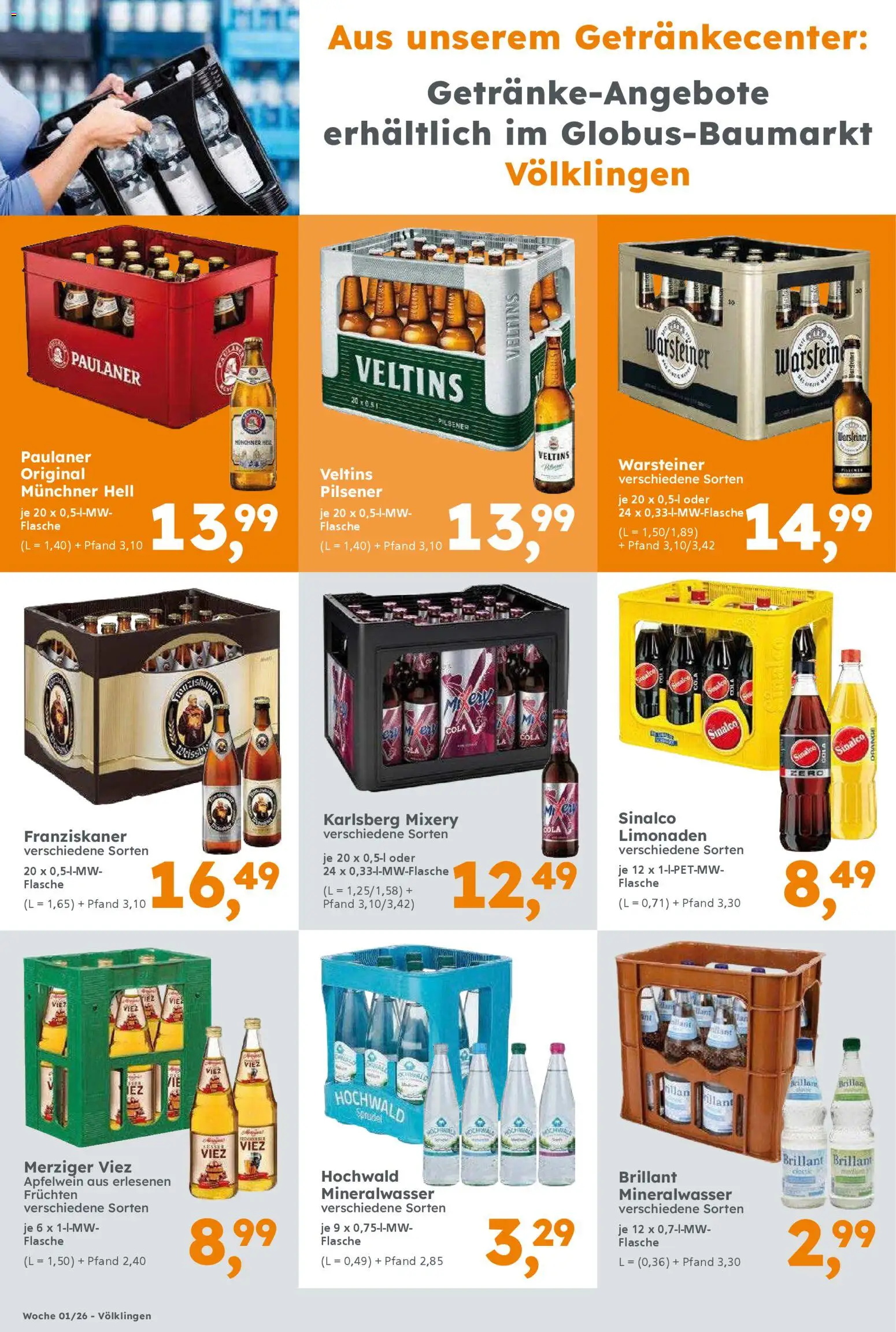 Globus Baumarkt prospekt Saarbrücken	 – gültig ab 29.12.2025 | Seite: 4 | Produkte: Franziskaner, Warsteiner, Mixery, Paulaner