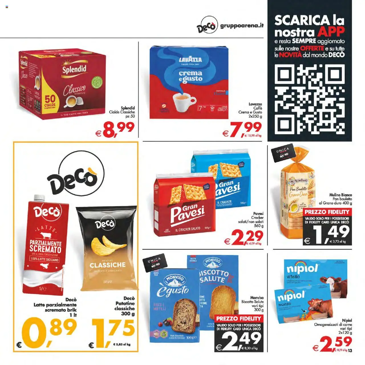 Volantino Decò del 03.10.2025 | Pagina: 13 | Prodotti: Crema, Caffè, Manzo, Patatine