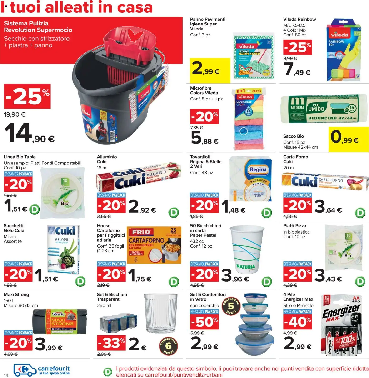 Volantino Carrefour del 02.03.2026 | Pagina: 14 | Prodotti: Pile, Secchio, Forno, Carta forno