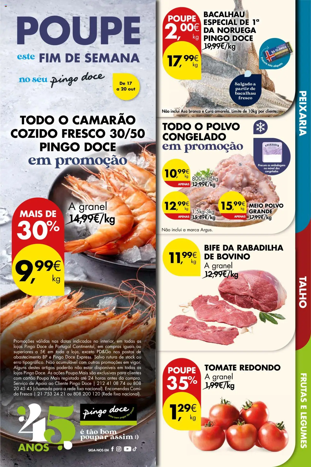 Pingo Doce Poupe este Fim de Semana │ válido de 17.10.2025 | Página: 1 | Produtos: Bacalhau, Polvo, Camarão, Tomate