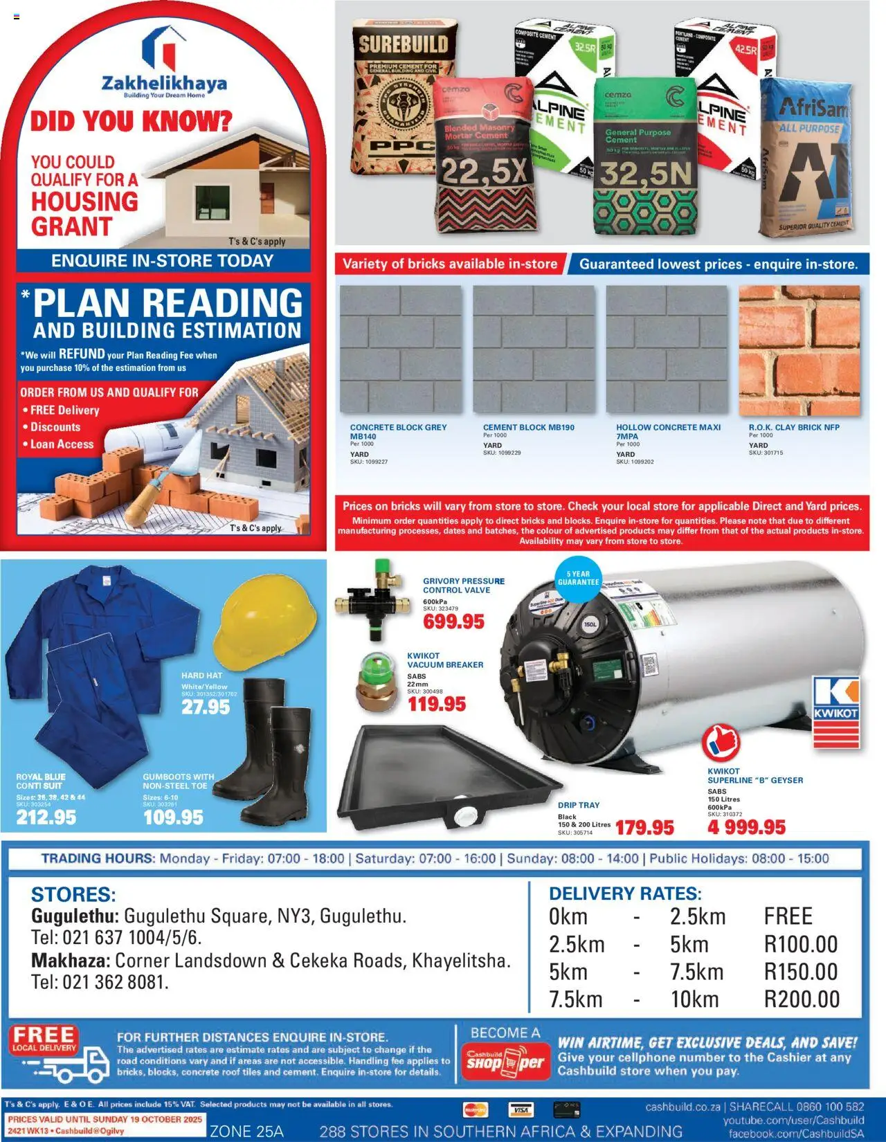 New Cashbuild catalogue – valid from 22.09.2025 | Page: 4 | Products: Tray, Hat, Geyser, Drip tray