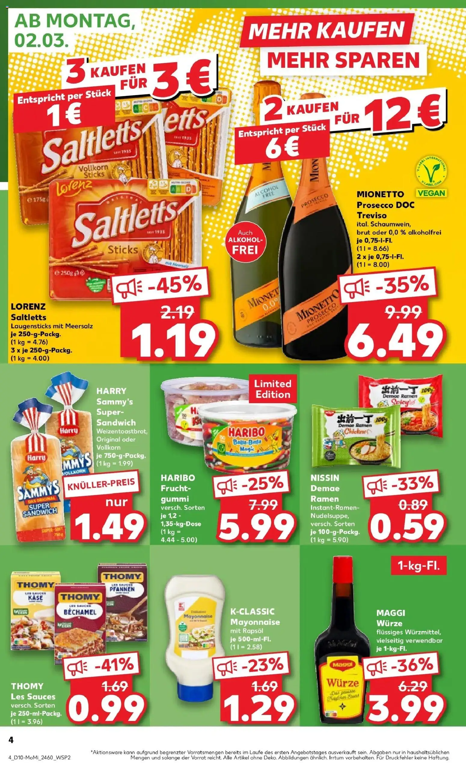 Kaufland Prospekt Nördlingen	 – gültig ab 02.03.2026 | Seite: 4 | Produkte: Maggi, Haribo, Rapsöl, Prosecco