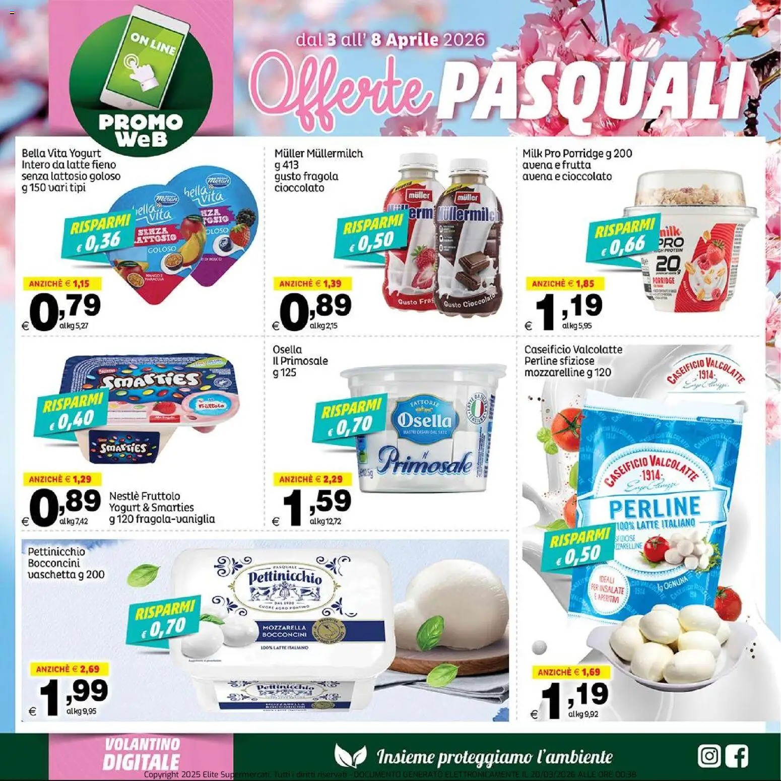 Volantino Elite Supermercati del 03.04.2026 | Pagina: 2 | Prodotti: Yogurt, Frutta, Mozzarella, Latte