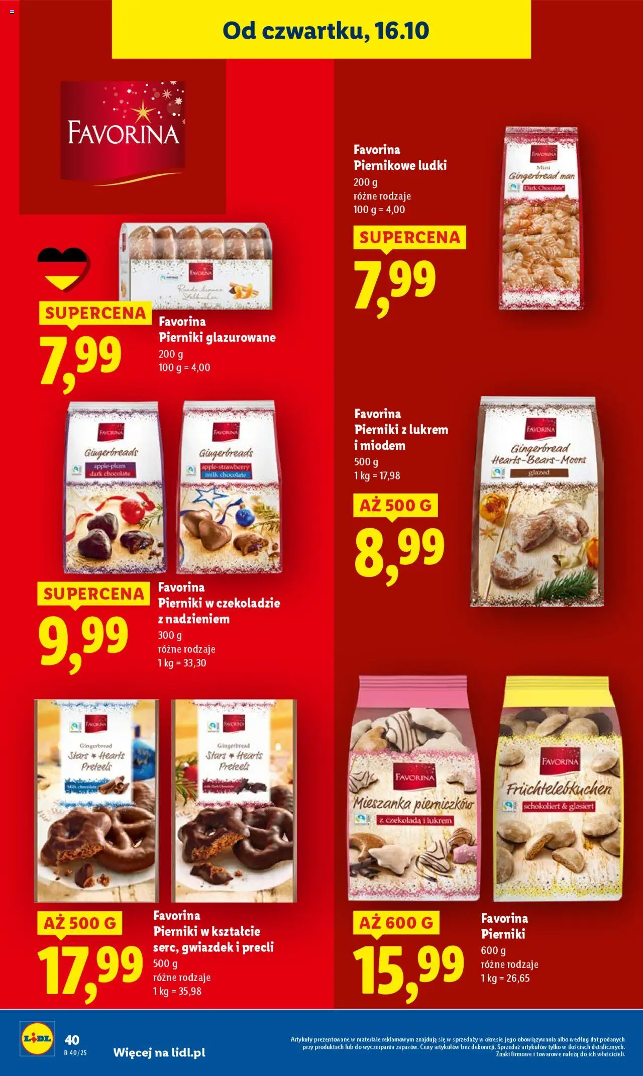 Lidl Gazetka od 16.10.2025 | Strona: 44 | Produkty: Pierniki, Pierniki w czekoladzie, Czekolada