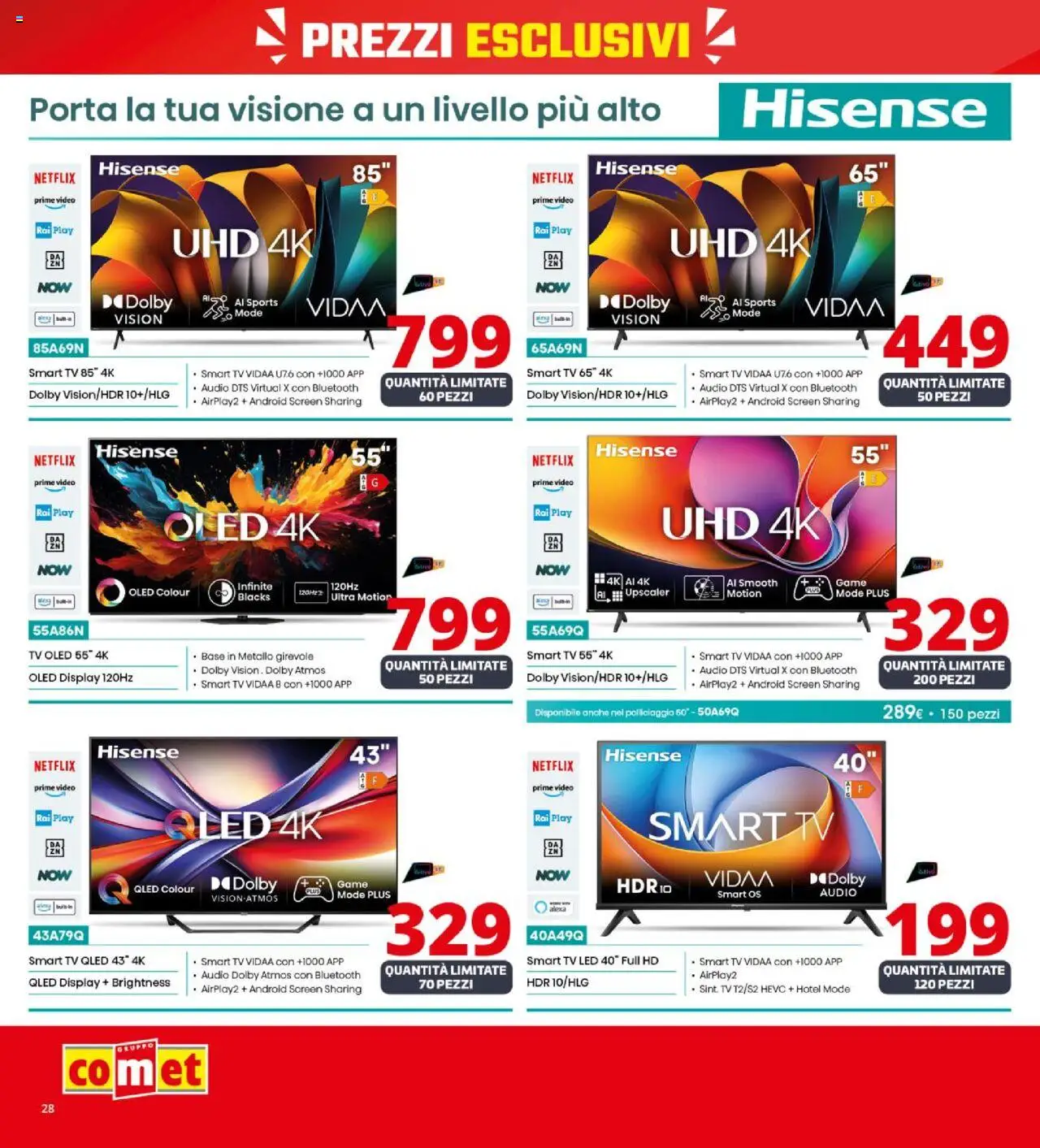 Volantino Comet del 09.10.2025 | Pagina: 28 | Prodotti: smart TV, TV, Video, Audio