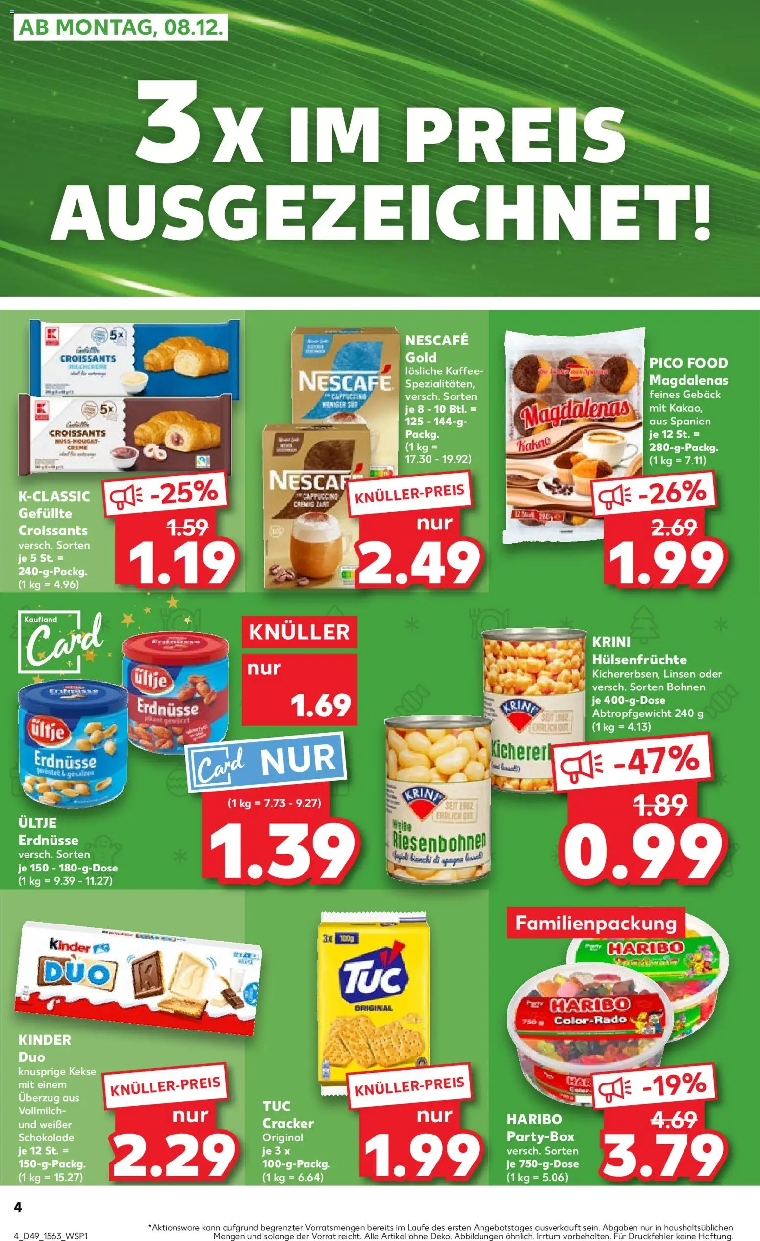 Kaufland prospekt Kiel	 – gültig ab 07.12.2025 | Seite: 4 | Produkte: Nescafe, Ultje erdnusse, Kaffee, Nescafe gold
