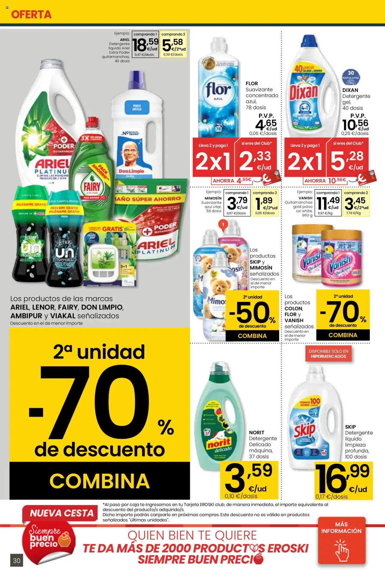 Eroski - Para conquistarte │ válido desde el 31.07.2025 | Página: 30 | Productos: Té, Detergente líquido, Suavizante, Caja