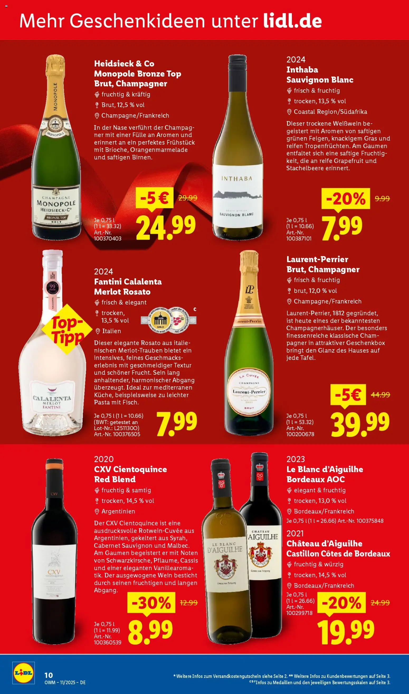 Lidl - Prospekt – gültig ab 01.11.2025 | Seite: 10 | Produkte: Top, Weißwein, Grapefruit, Wein