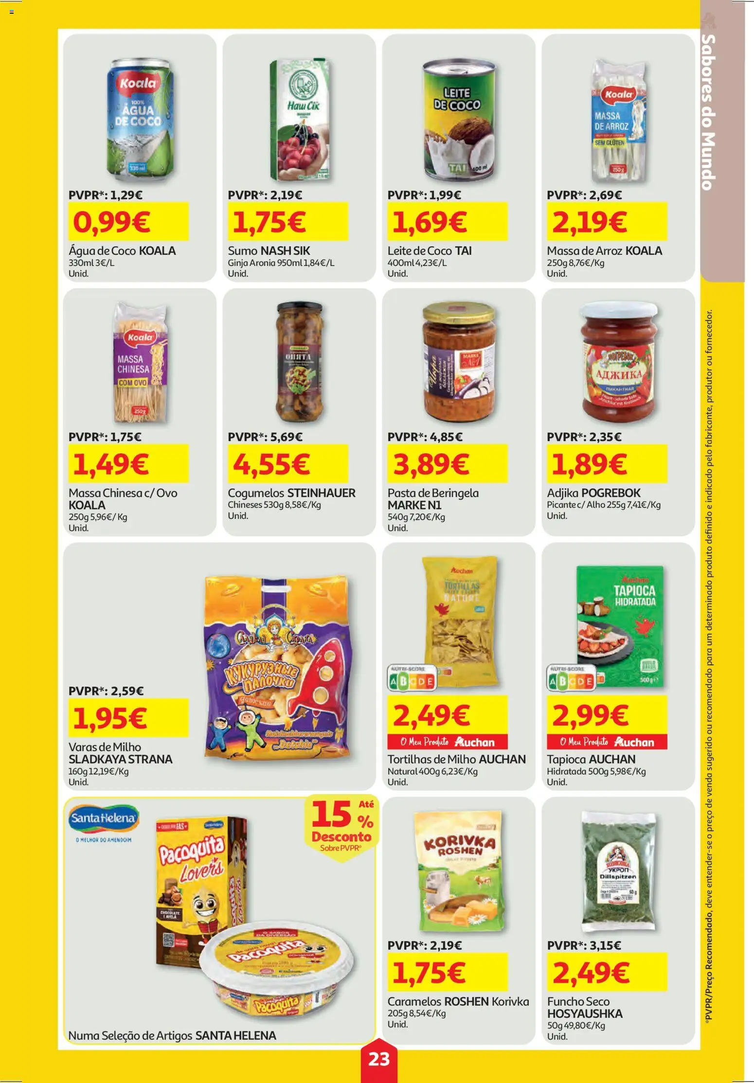 Auchan folheto │ válido de 29.01.2026 | Página: 23 | Produtos: Tapioca, Leite, Arroz, Cogumelos
