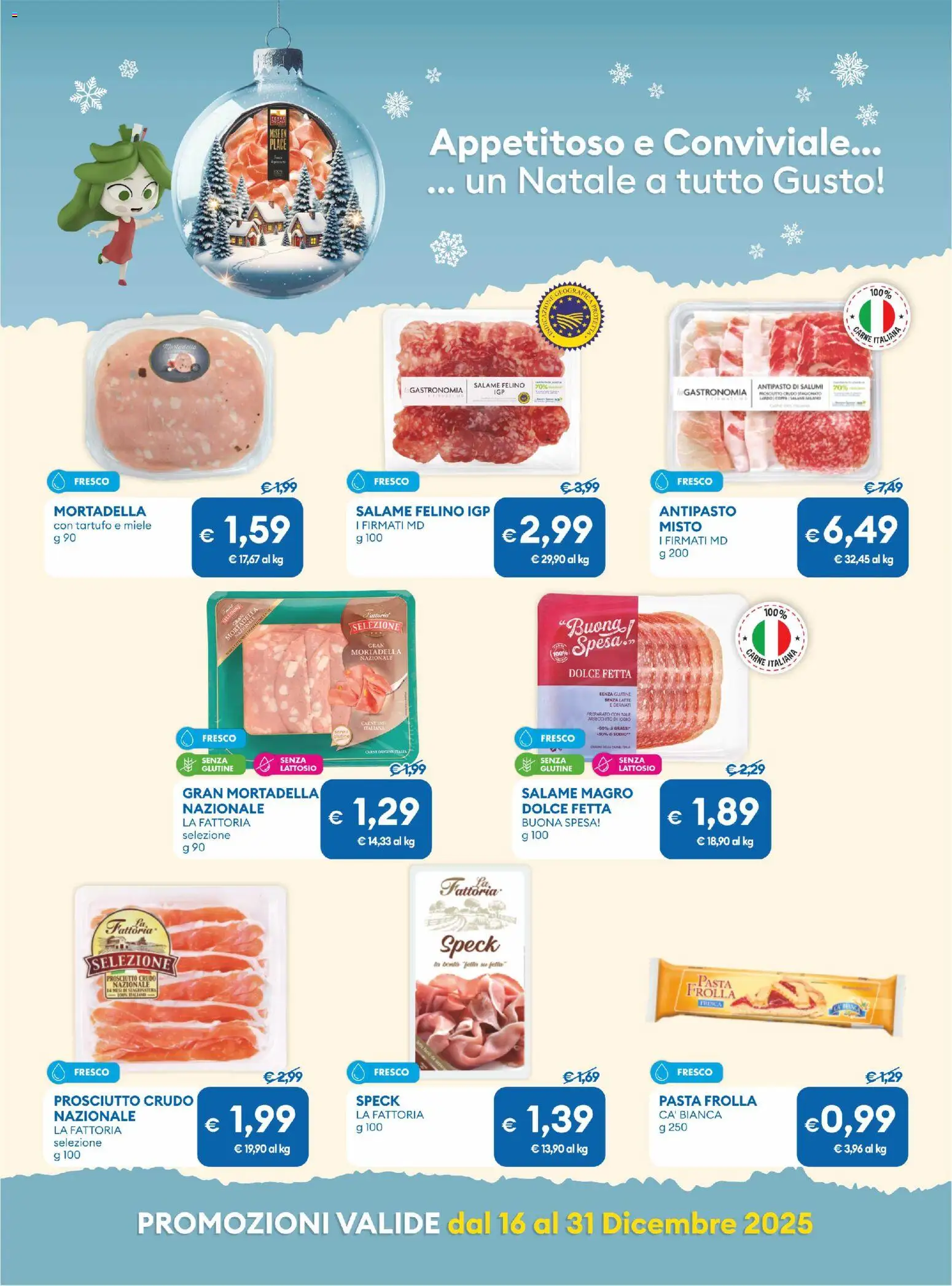 Volantino MD Discount del 16.12.2025 | Pagina: 10 | Prodotti: Salame, Sale, Latte, Mortadella