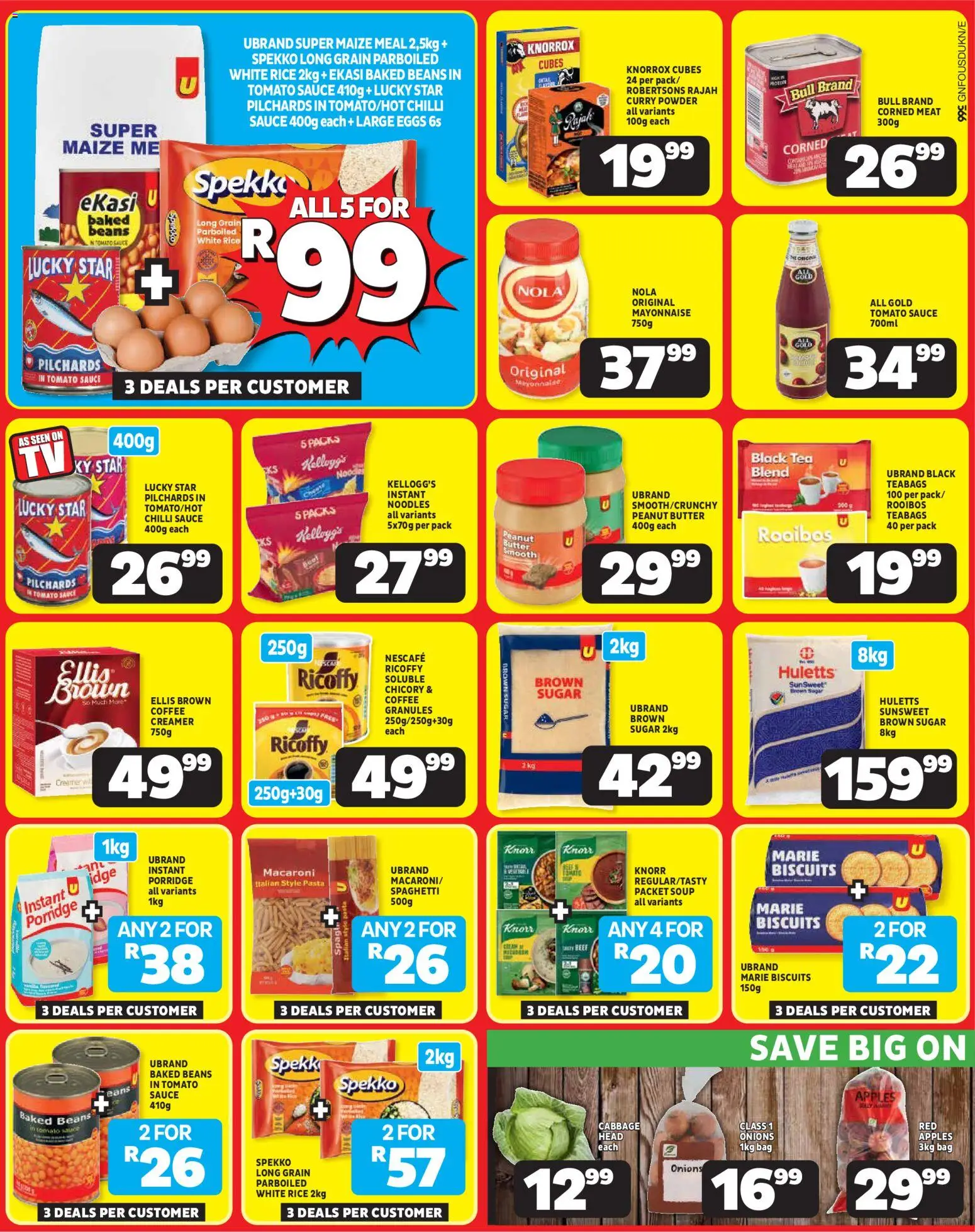 New Usave catalogue – valid from 20.04.2026 | Page: 2 | Products: Rice, Beef, Pasta, Sugar