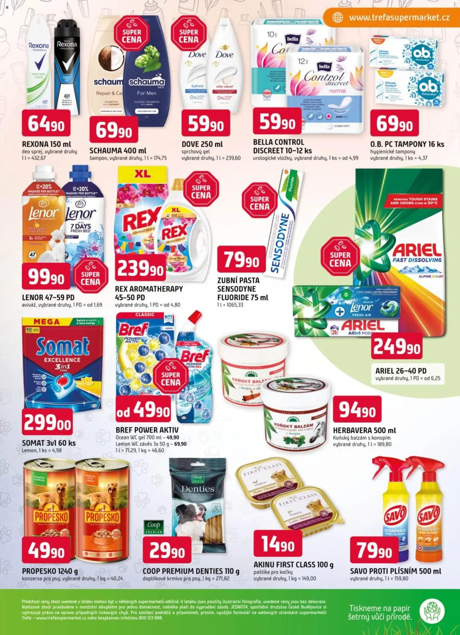 Trefa leták od 04.03.2026 | Strana: 11 | Produkty: Sprchový gel, Závěs, Ariel, Wc