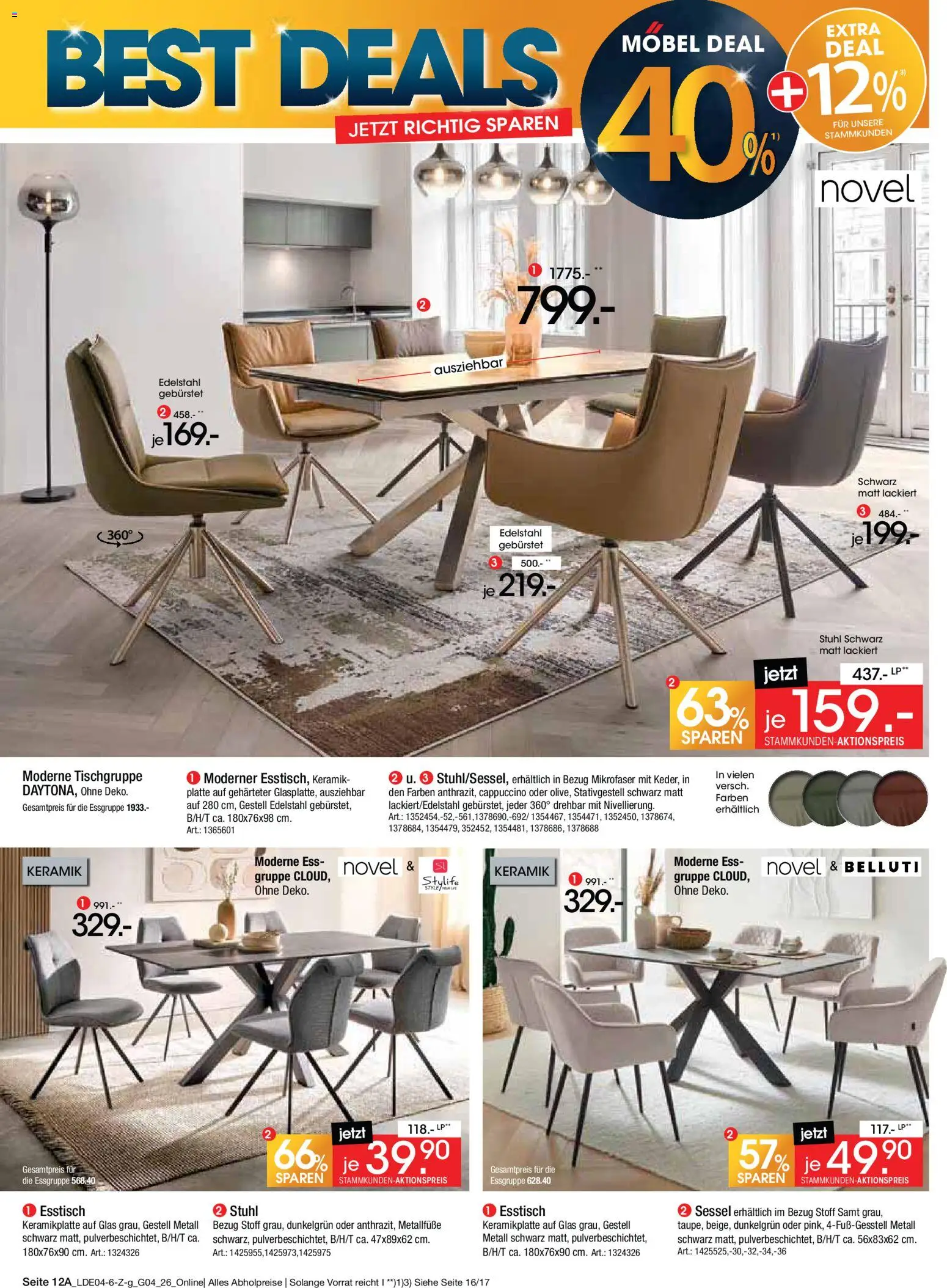 Zurbrüggen Italienische Wochen – gültig ab 11.04.2026 | Seite: 14 | Produkte: Esstisch, Essgruppe, Sessel, Stuhl