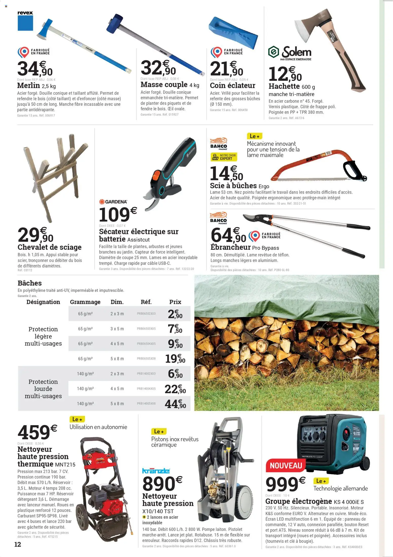 {H1} | Page: 12 | Produits: Nettoyeur haute pression, Sécateur, Batterie, Livre