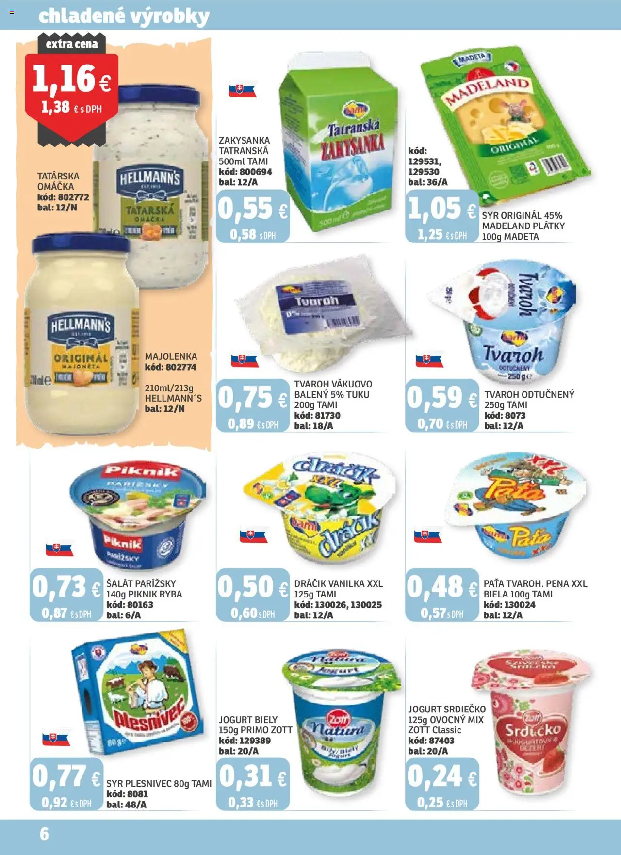 Nové Labaš akcie – leták je platný od 19.09.2025 | Strana: 6 | Produkty: Syr, Tvaroh, Šalát, Omáčka