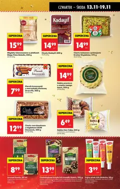 Pogląd oferty "Czekoladowe krople lub kawałki Kamis, 100 g: krople czekolada ciemna, krople czekolada mleczna, krople czekolada biała, duże kawałki trzy czekolady, duże kawałki czekolada ciemna, Chocolate drops or pieces Kamis, 100 g: dark chocolate drops, milk chocolate drops, white chocolate drops, large three chocolate pieces, large dark chocolate pieces" - ważna od 13.11.2025 | Strona: 41