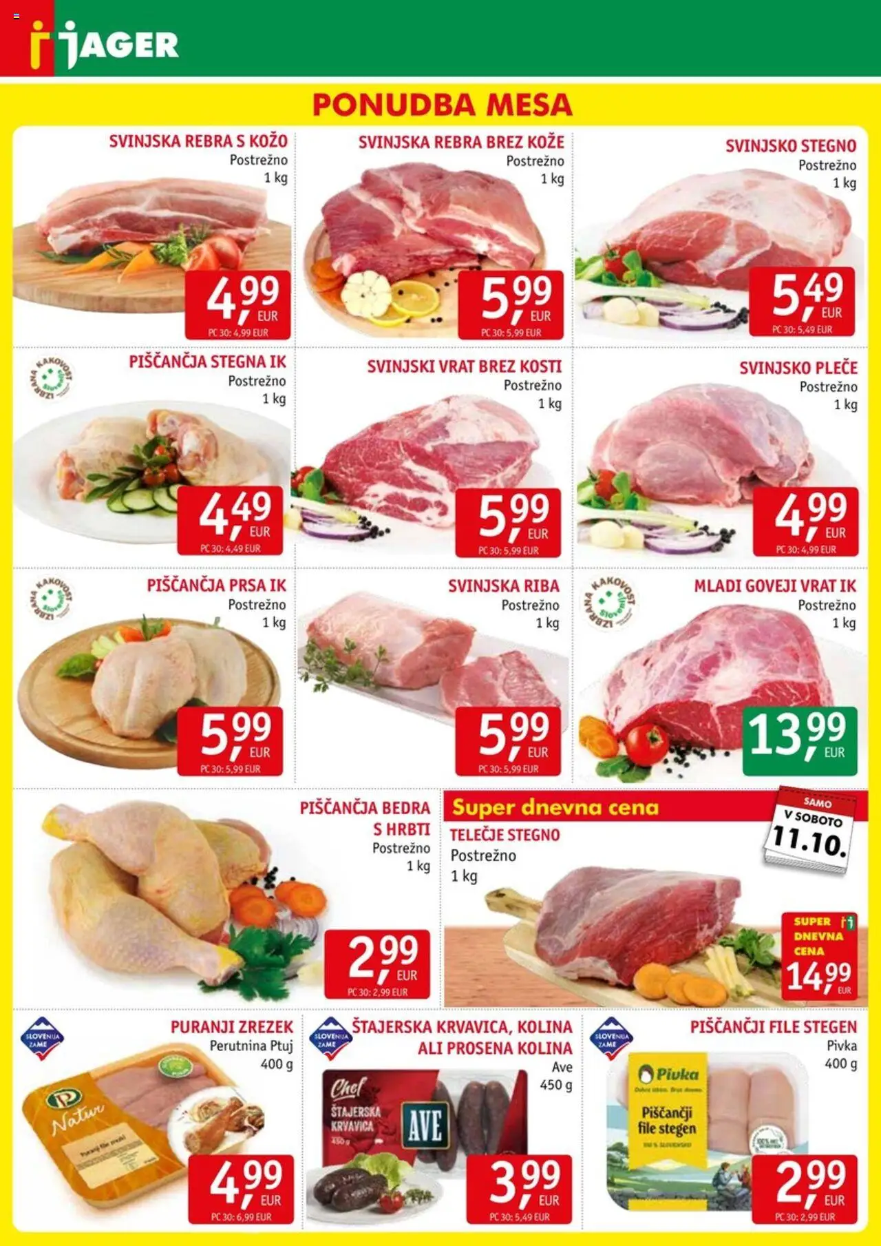 Novi Jager katalog ponudbe – veljaven od 08.10.2025 | Stran: 3 | Izdelki: Piščančja bedra, Bilderrahmen, Riba