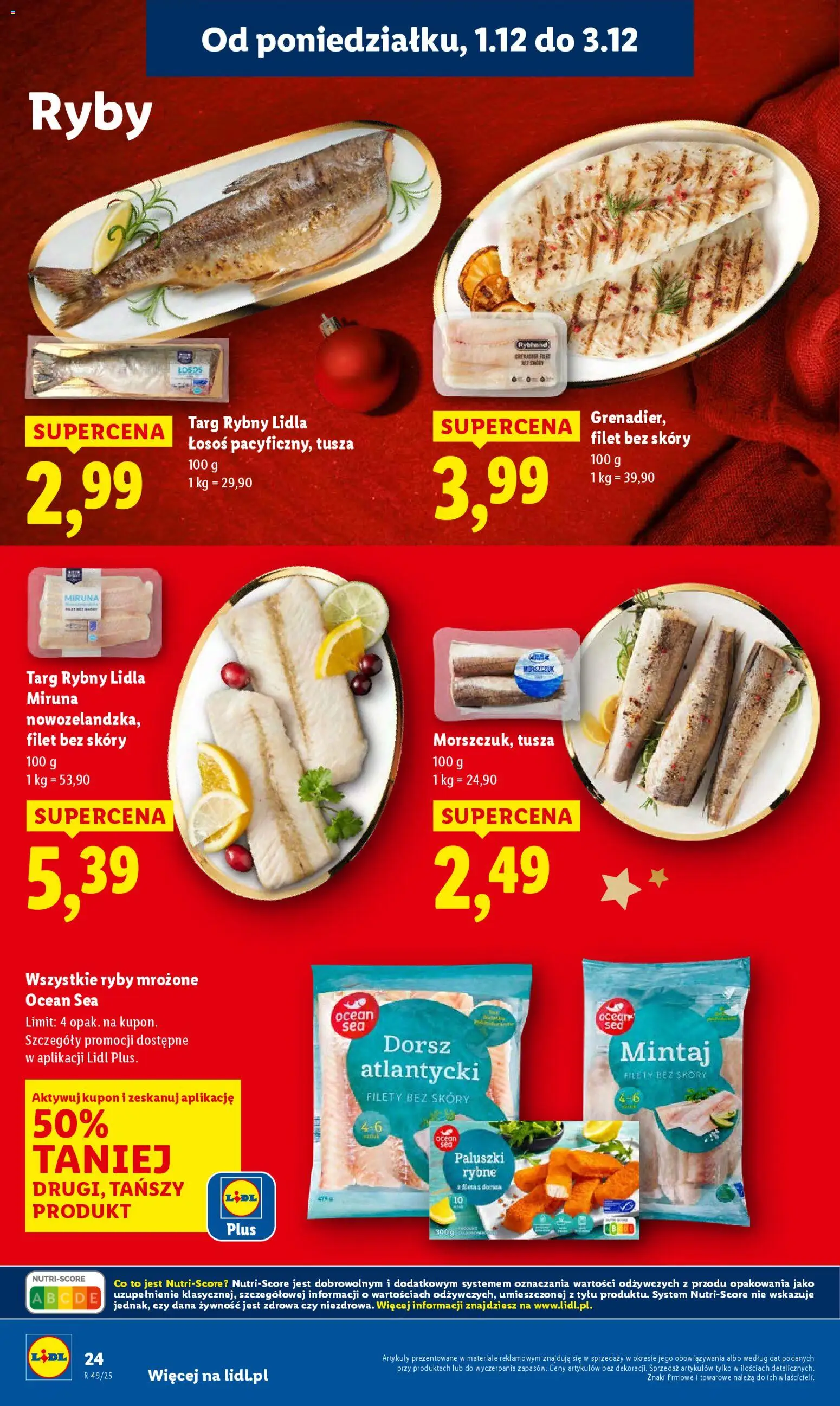 Lidl Gazetka od 01.12.2025 | Strona: 26 | Produkty: Miruna, Dorsz, Paluszki rybne, Łosoś