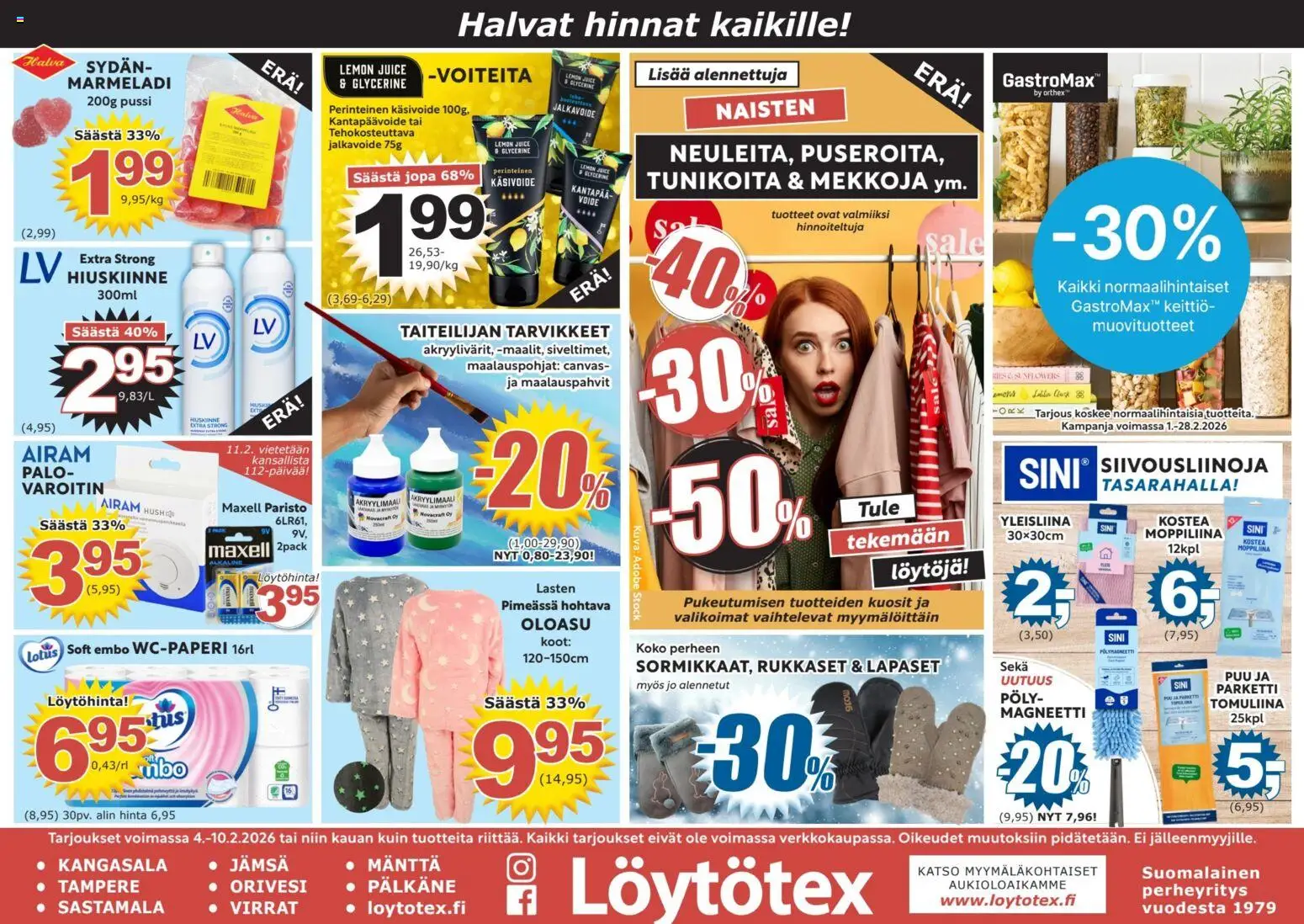 Löytötex tarjoukset – voimassa 04.02.2026 alkaen | Sivu: 1
