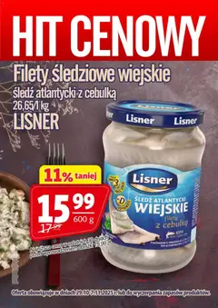 Pogląd oferty "Prim Market Promocja - Filety Śledziowe Wiejskie Lisner" - ważna od 29.10.2025