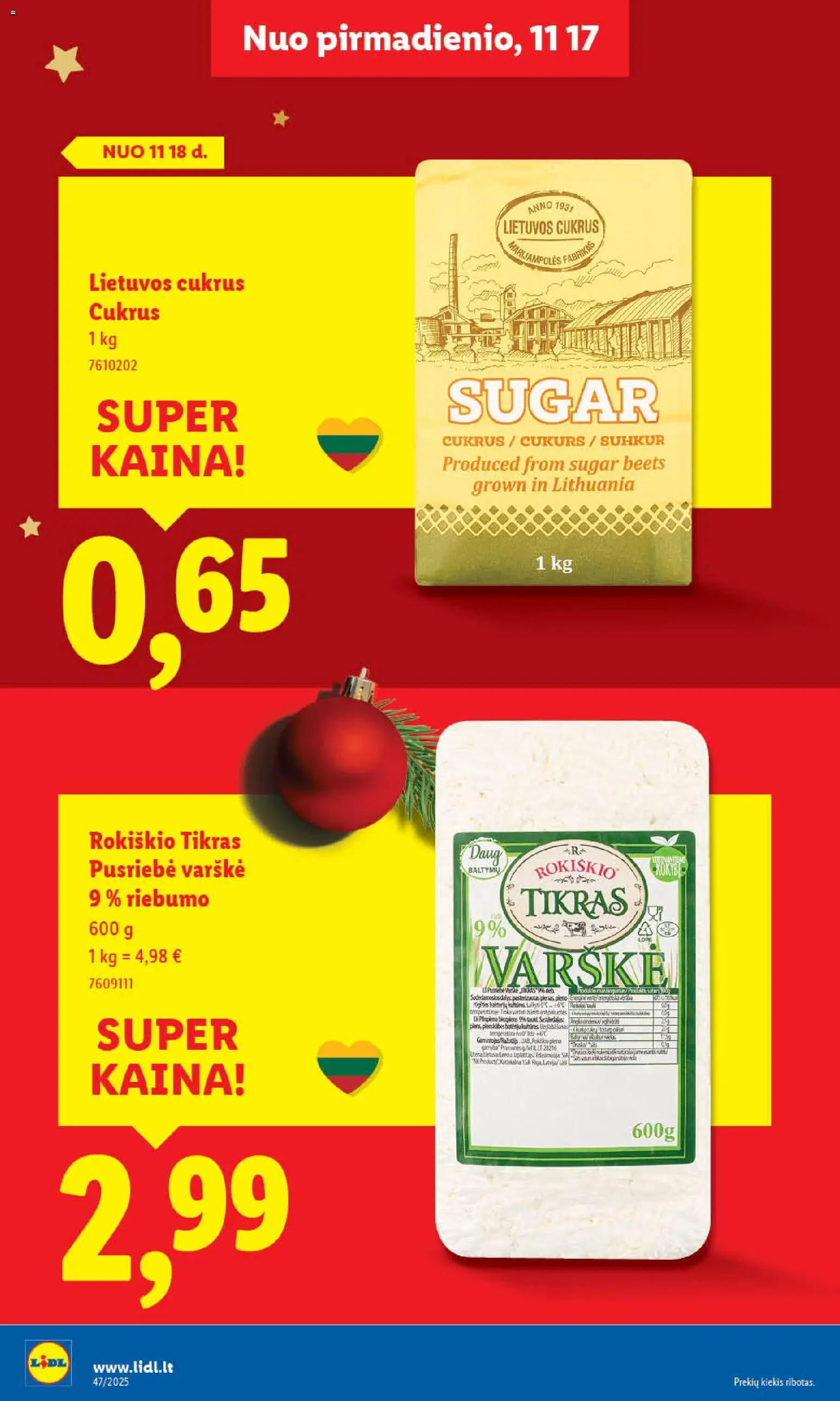 LIDL akcijos nuo 20.11.2025 | Puslapis: 30 | Prekių: Varškė, Cukrus