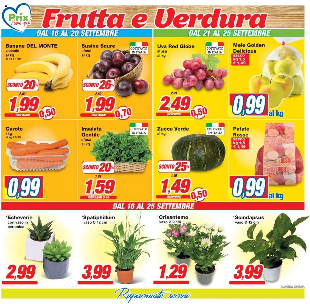 Volantino Prix del 16.09.2025 | Pagina: 10 | Prodotti: Banane, Frutta, Zucca, Uva