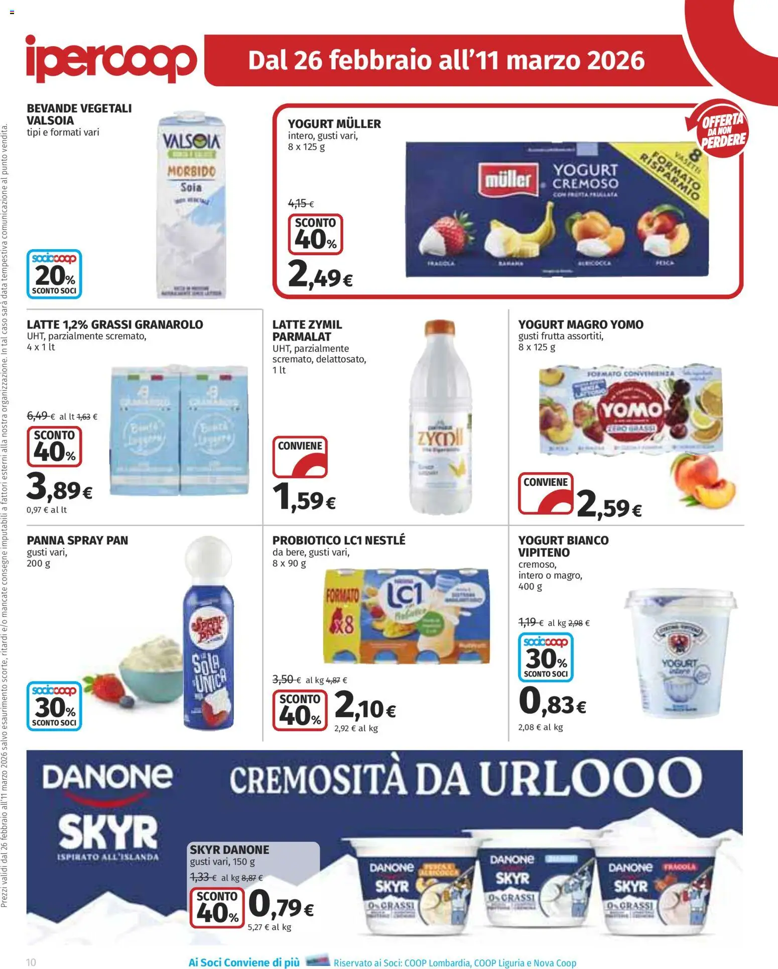 Volantino Ipercoop del 26.02.2026 | Pagina: 10 | Prodotti: Yogurt, Panna, Frutta, Data