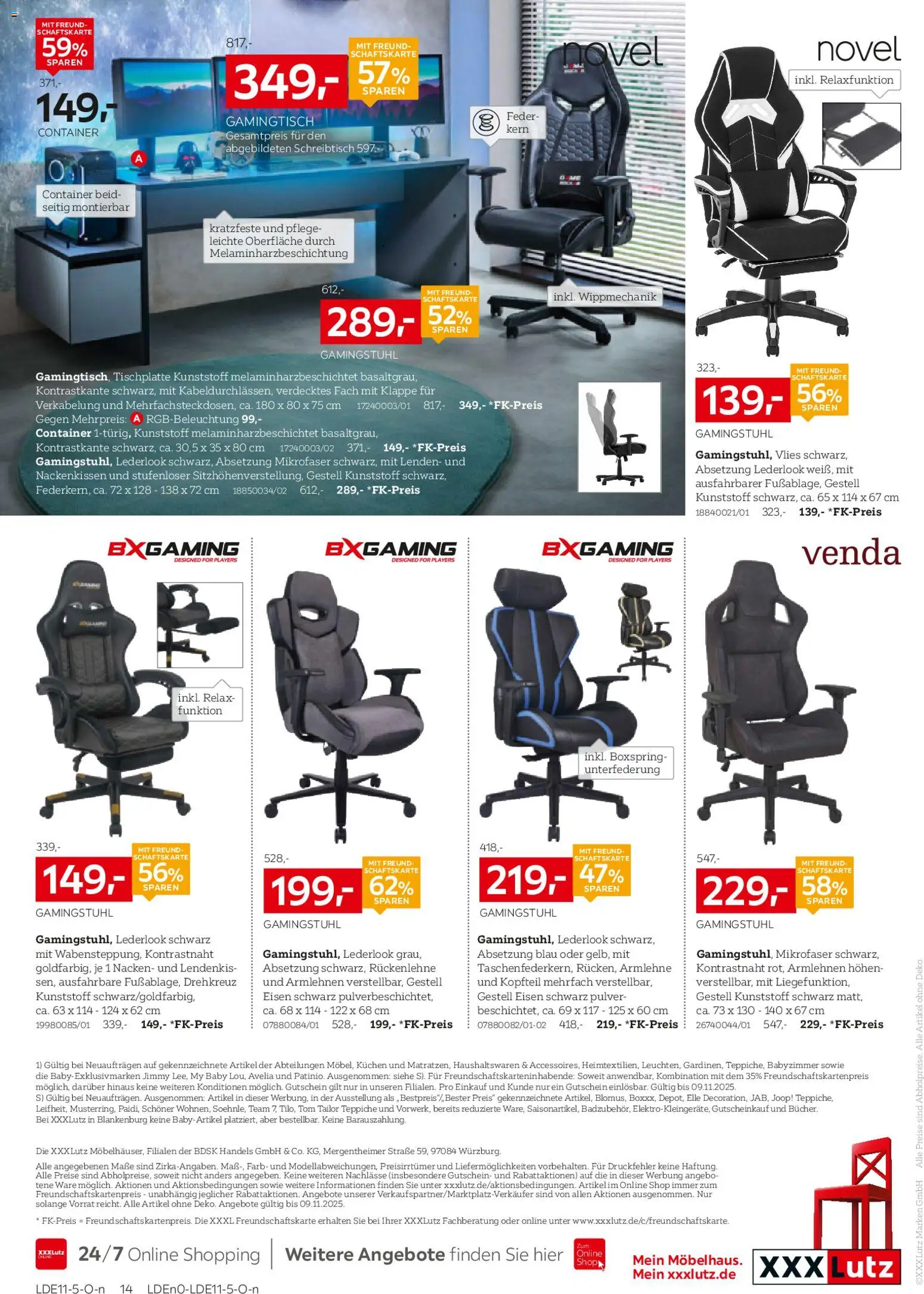 XXXL Lutz Büro Spezial – gültig ab 26.10.2025 | Seite: 14 | Produkte: Gamingstuhl, Kuchen